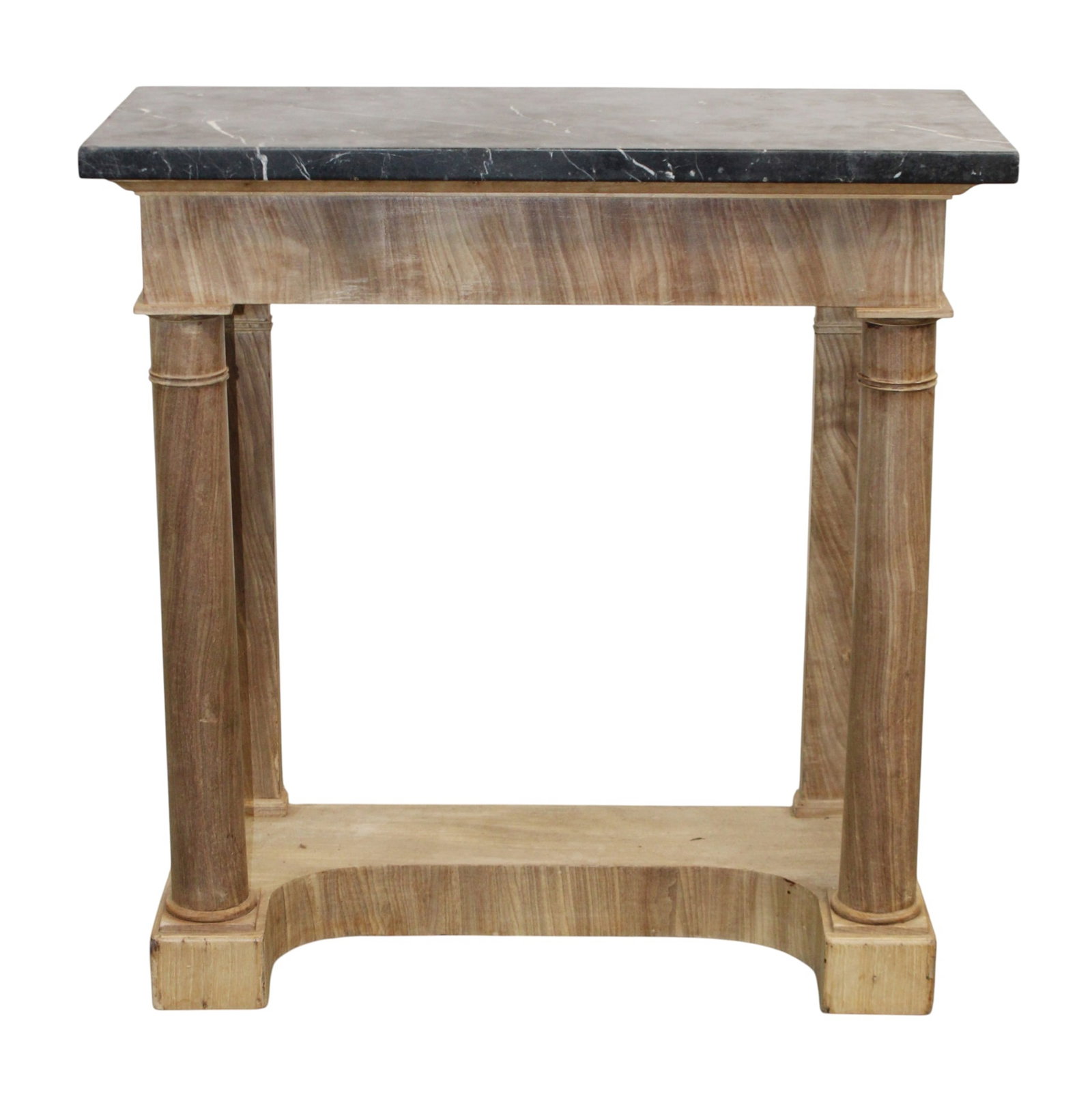 French Empire bleached burled walnut console table with marble top (1 of 8)