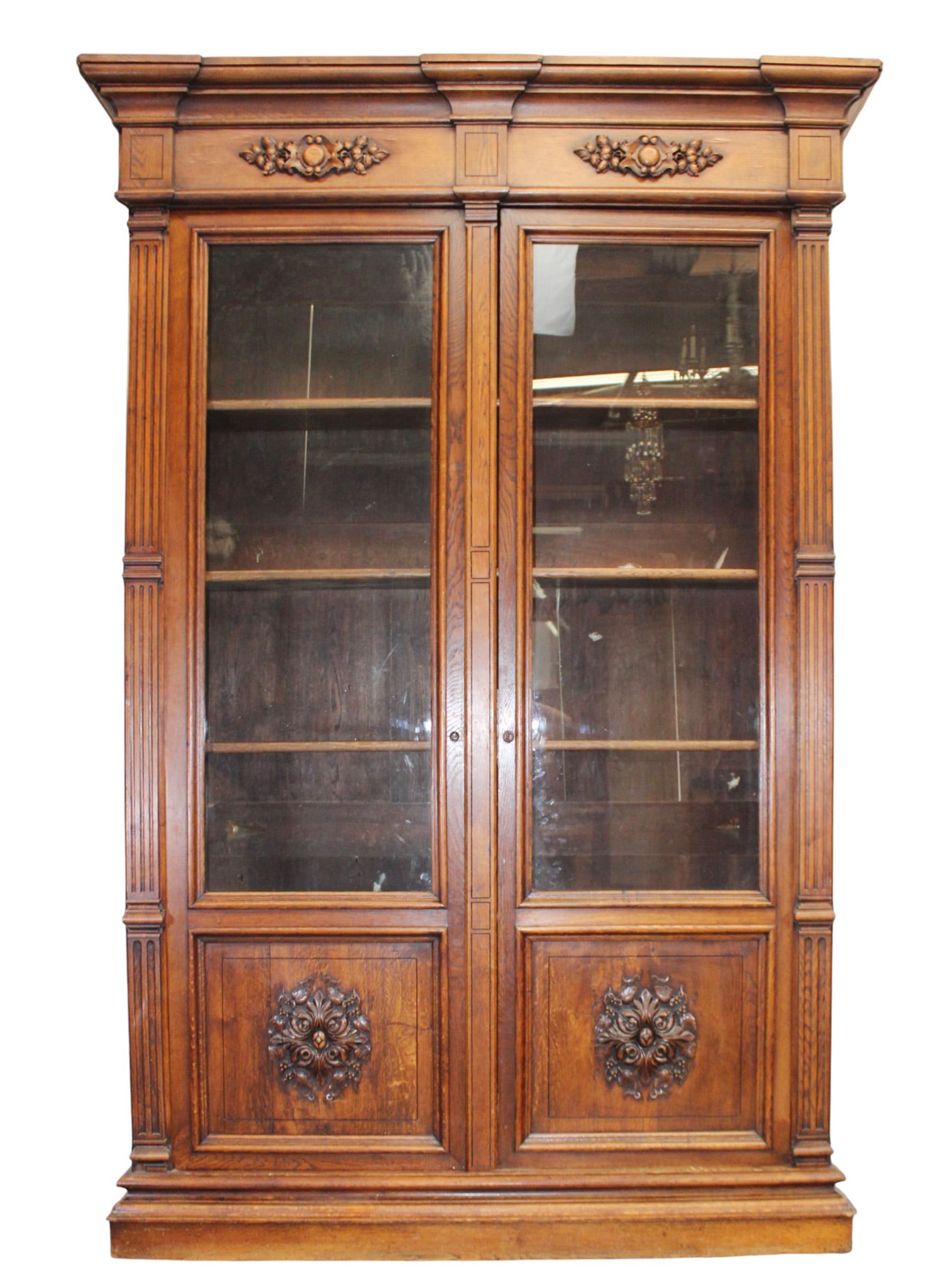 French grand scale 2 door bookcase with fluted columns (1 of 10)