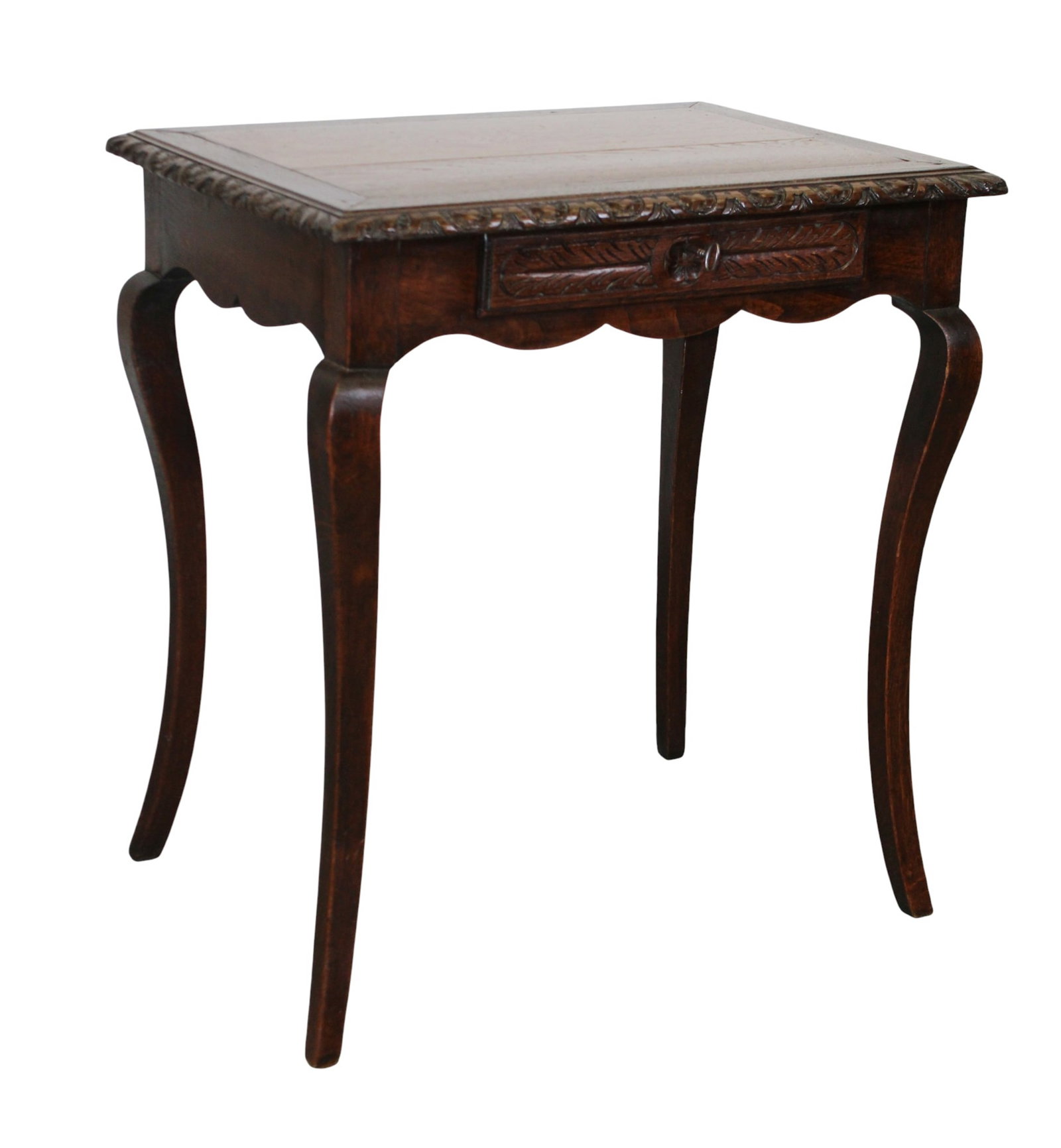 French Provincial side table on cabriole legs with single drawer (1 of 10)