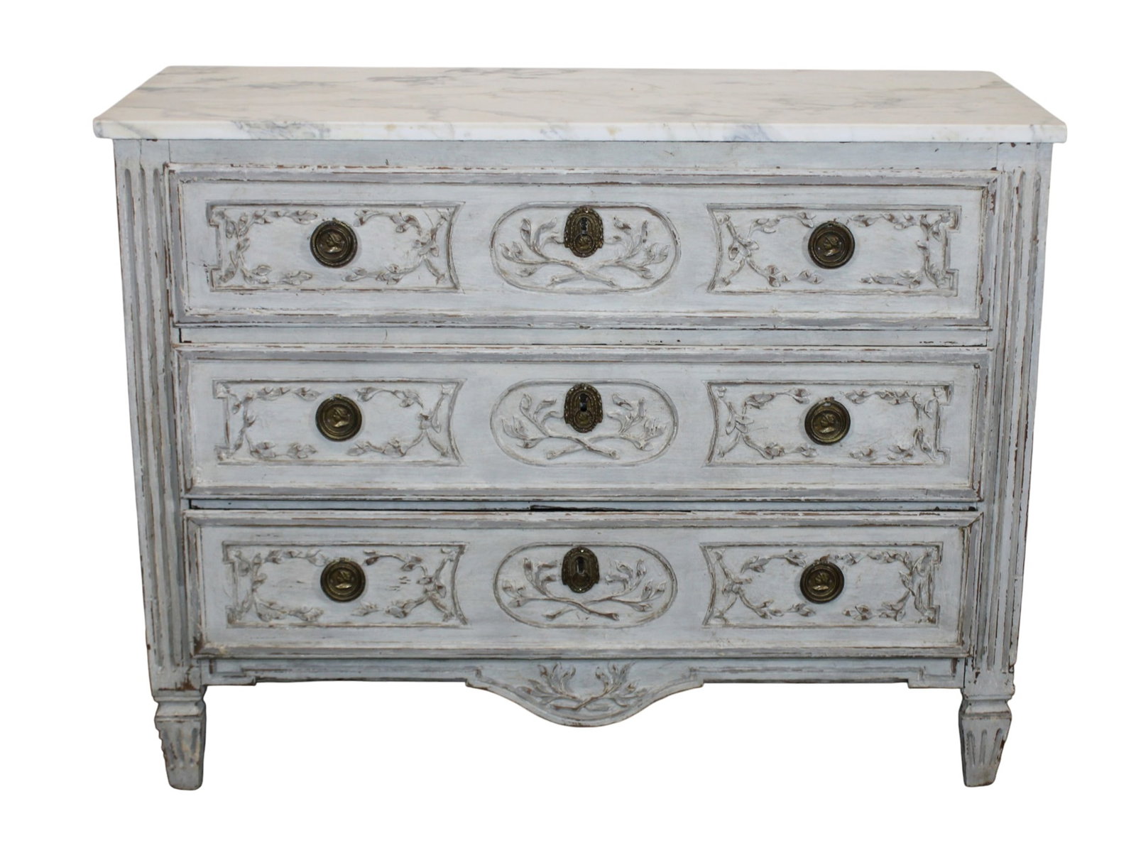 French Louis XVI 3 drawer commode with marble top (1 of 8)