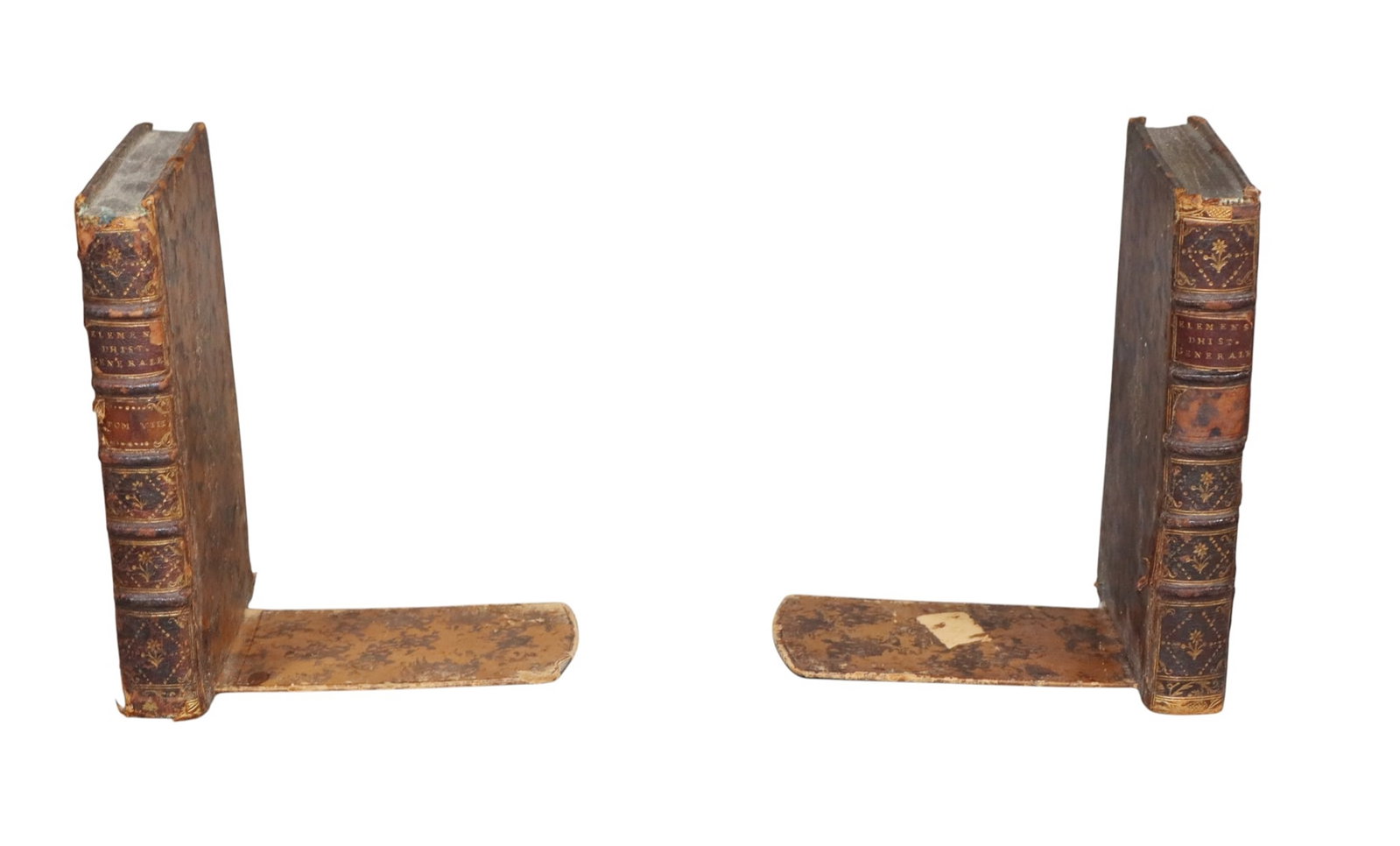 Pair of faux book leather book ends: Pair of faux book leather book ends. 7"h x 4 1/4"w x 6"d