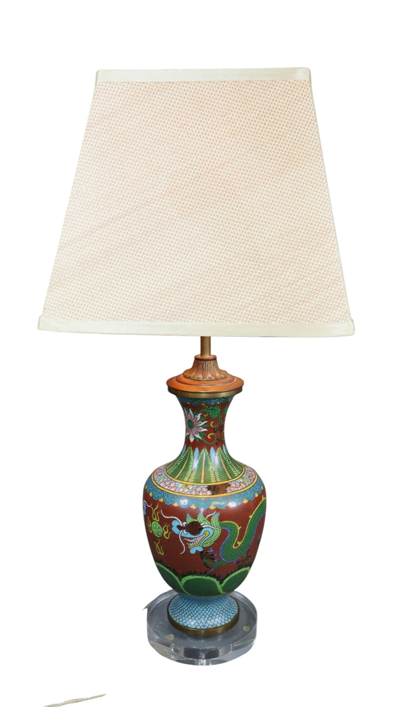 Japanese cloisonne table lamp with dragons (1 of 7)