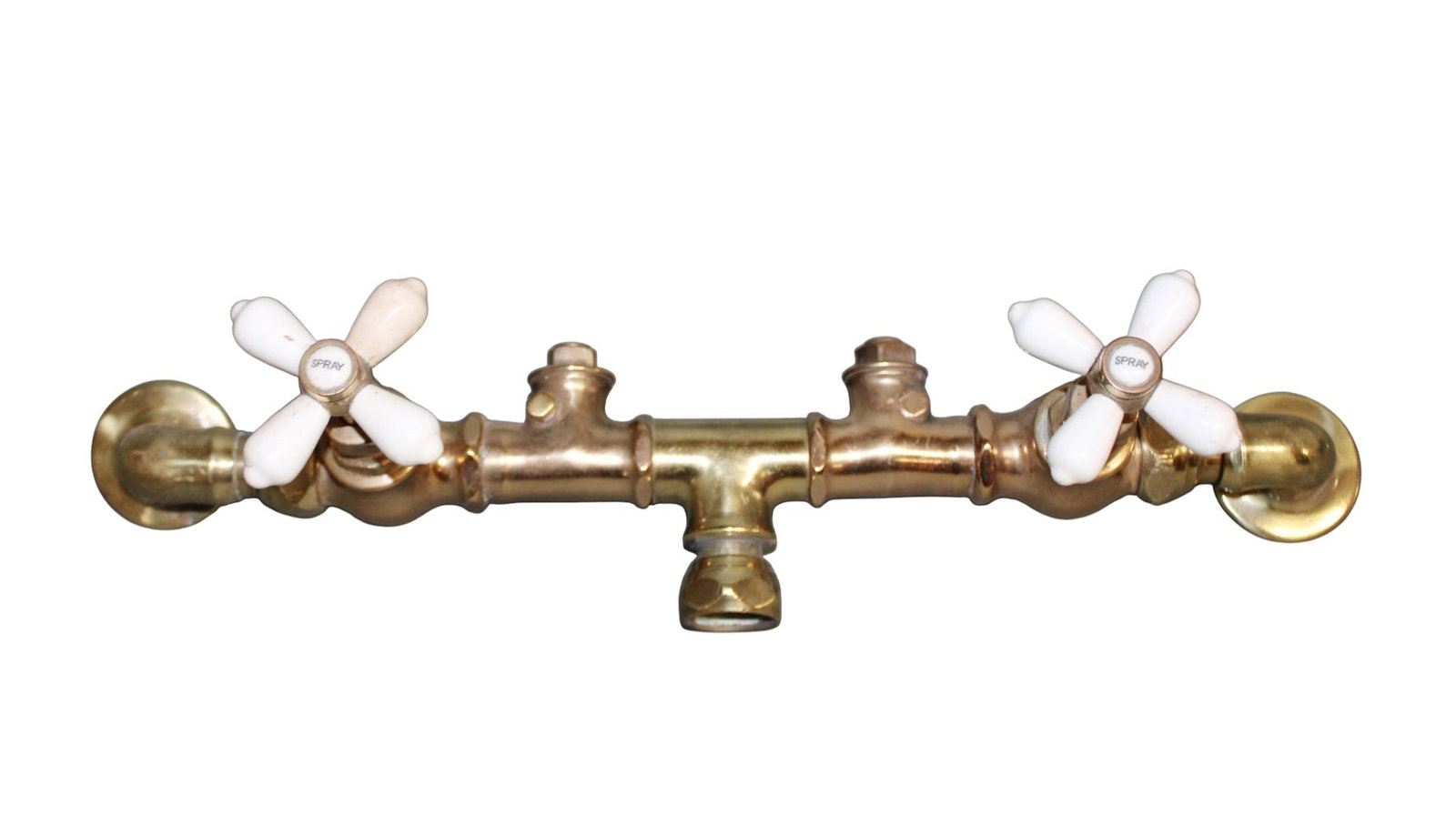 Antique polished brass shower faucet: Antique polished brass shower faucet. 22"w x 8"d. Weight: 10lbs