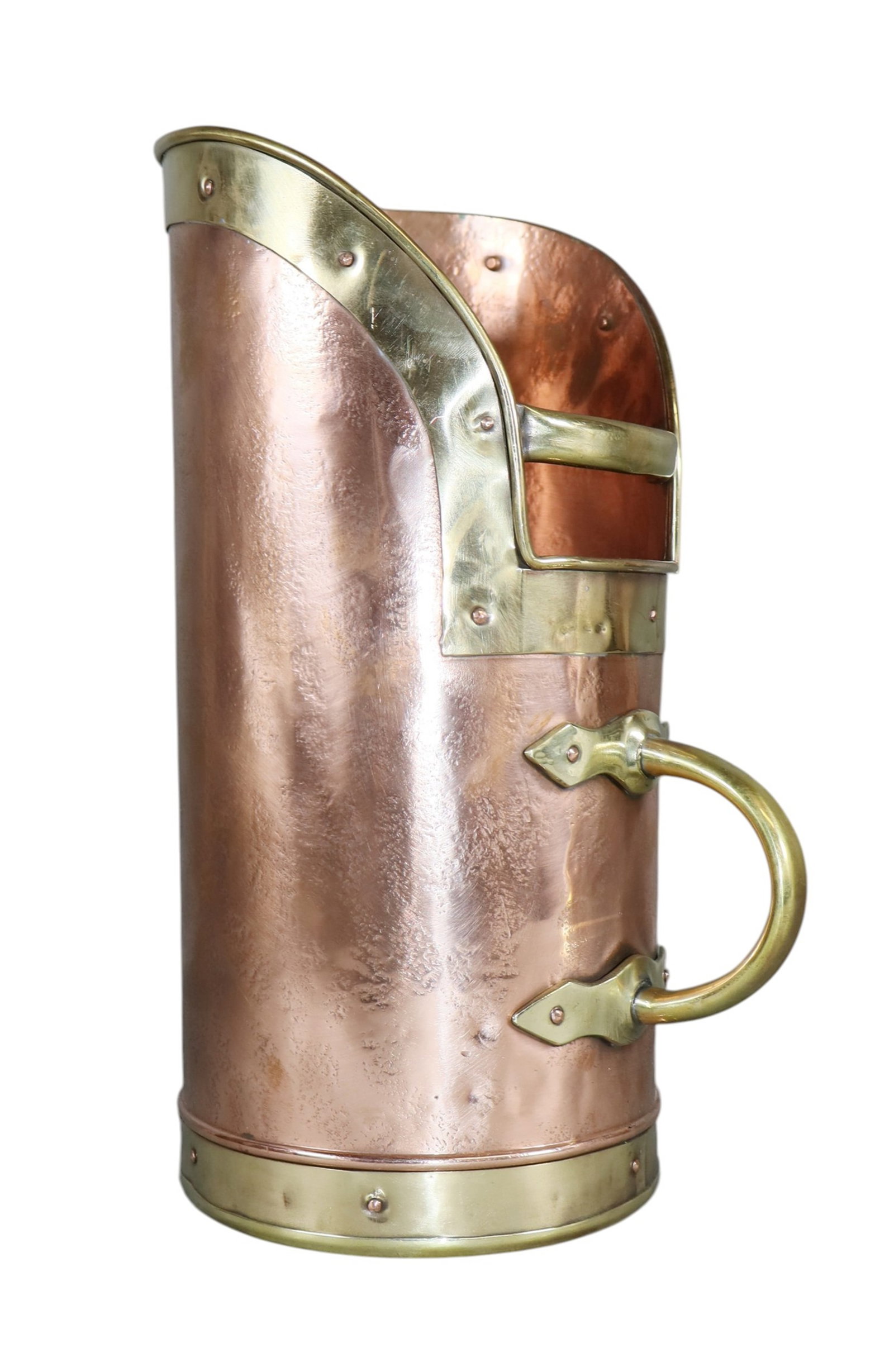 French copper and brass measure in the form of a coal hod (1 of 7)