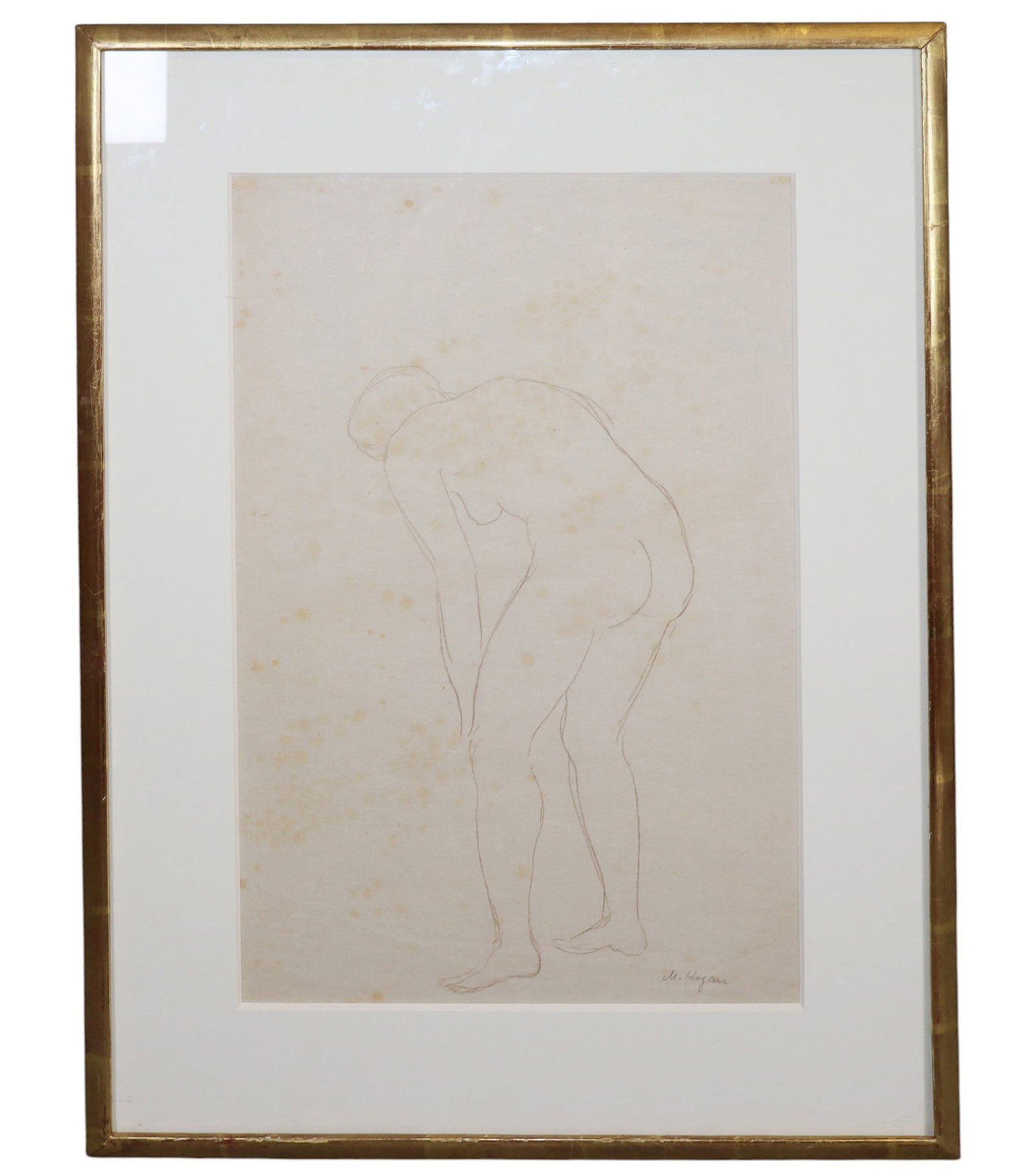 Moissej Kogan (German, 1879-1943) pencil on paper nude sketch
