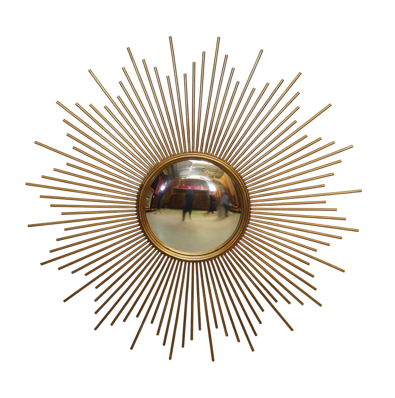 Sunburst mirror with gilt metal rays and convex glass (1 of 4)