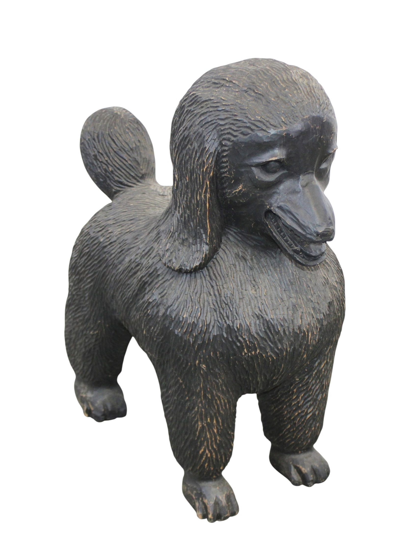 Carved wooden stylized poodle statue (1 of 6)