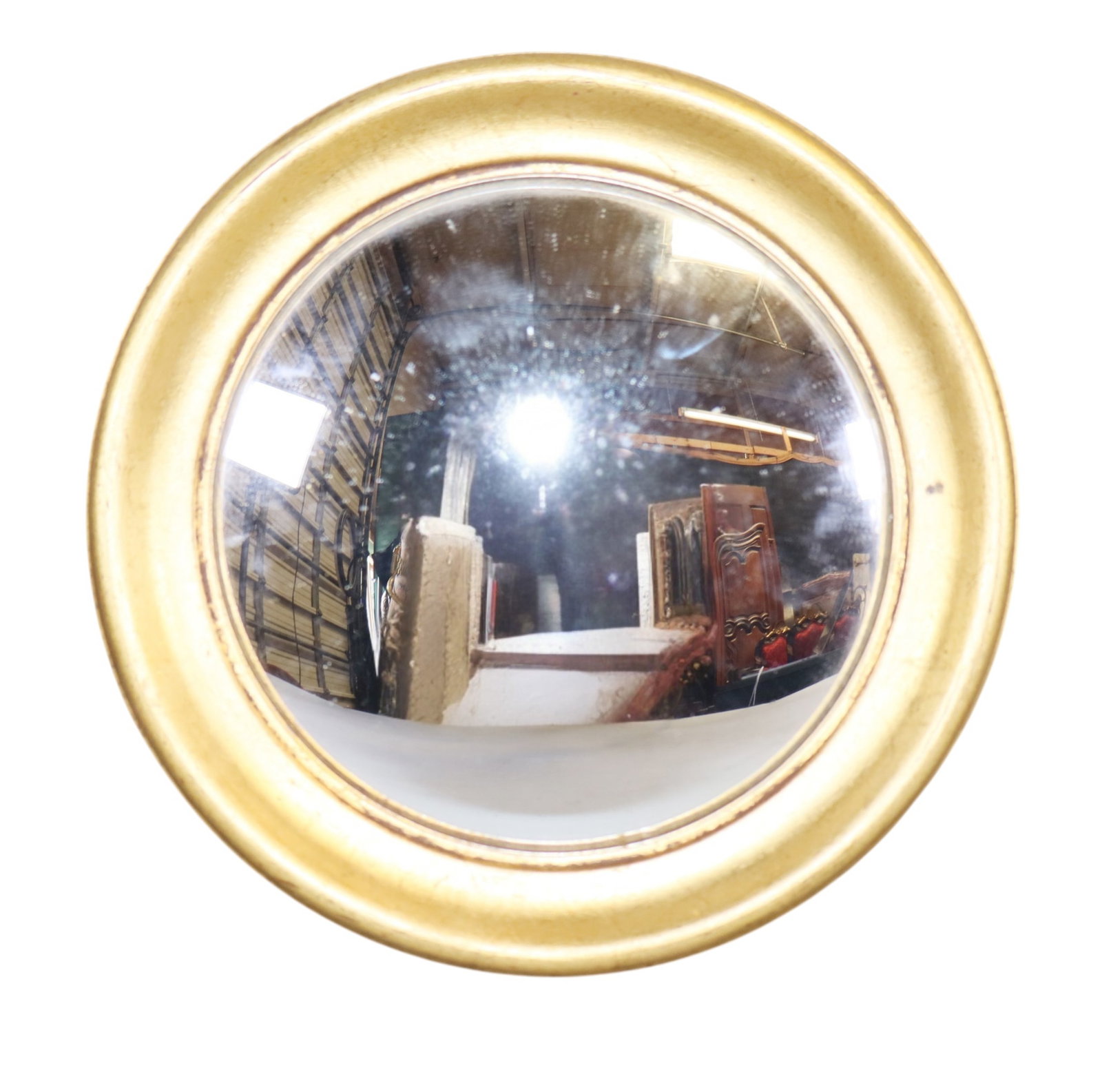 French small round mirror with convex glass (1 of 7)