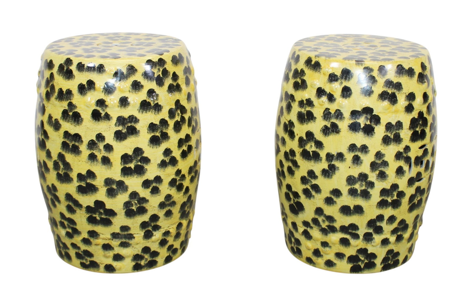 Pair of ceramic garden stools with leopard print finish (1 of 6)