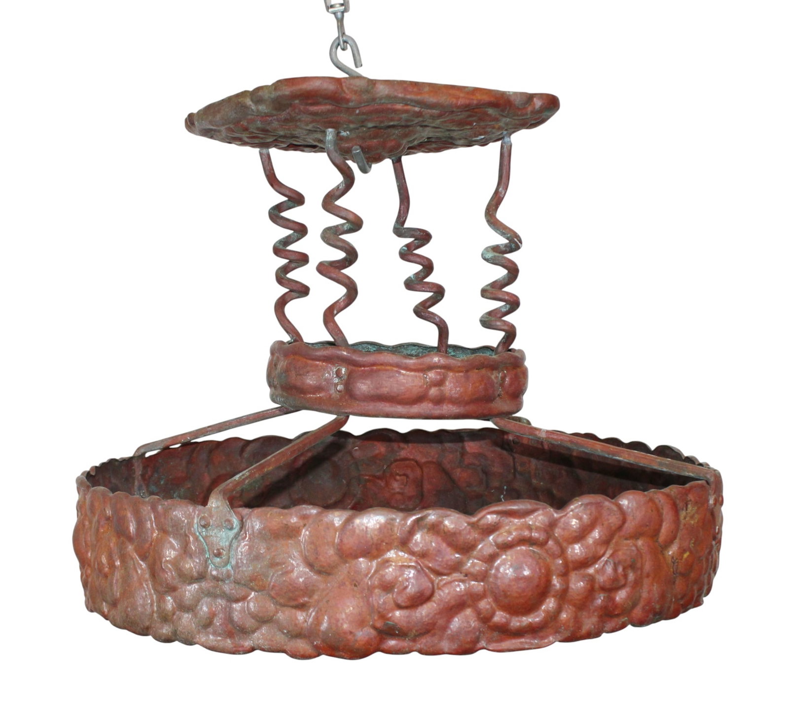 Art Deco embossed copper chandelier frame (1 of 7)