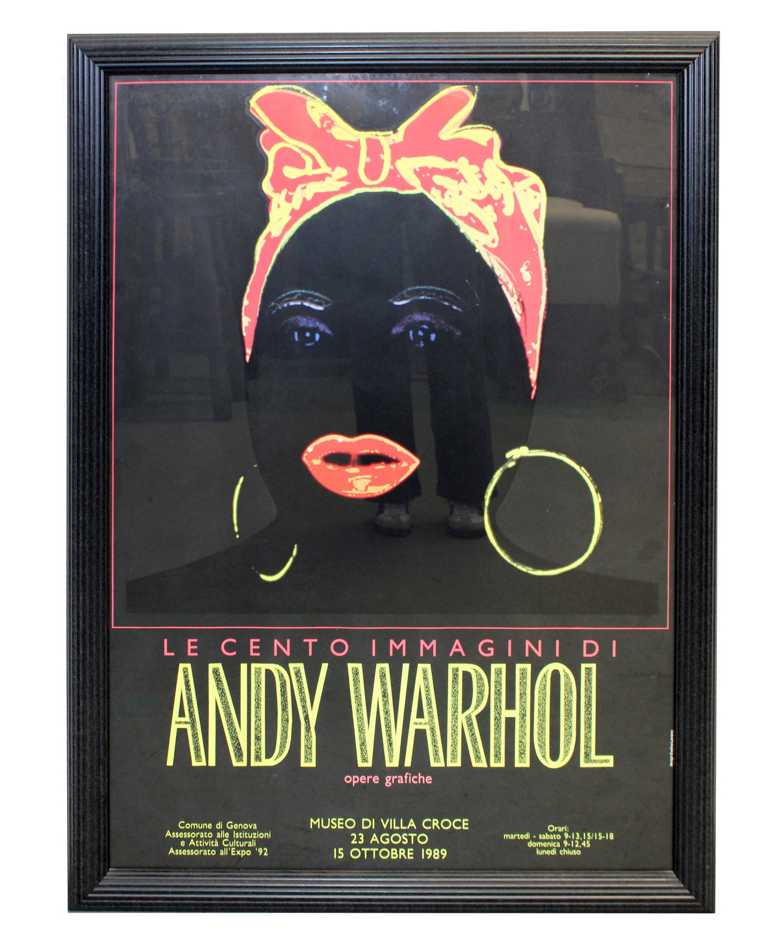 1989 Andy Warhol lithograph Italian movie poster Le Cento Immaginidi: 1989 Andy Warhol silk screen lithograph Italian movie poster Le Cento Immaginidi. Framed 41"h x 30"w overall