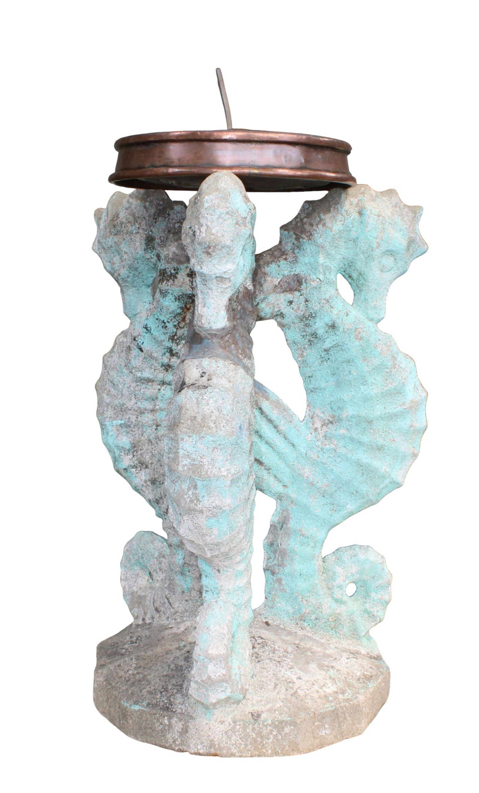Triple cast stone seahorse base sundial (1 of 7)