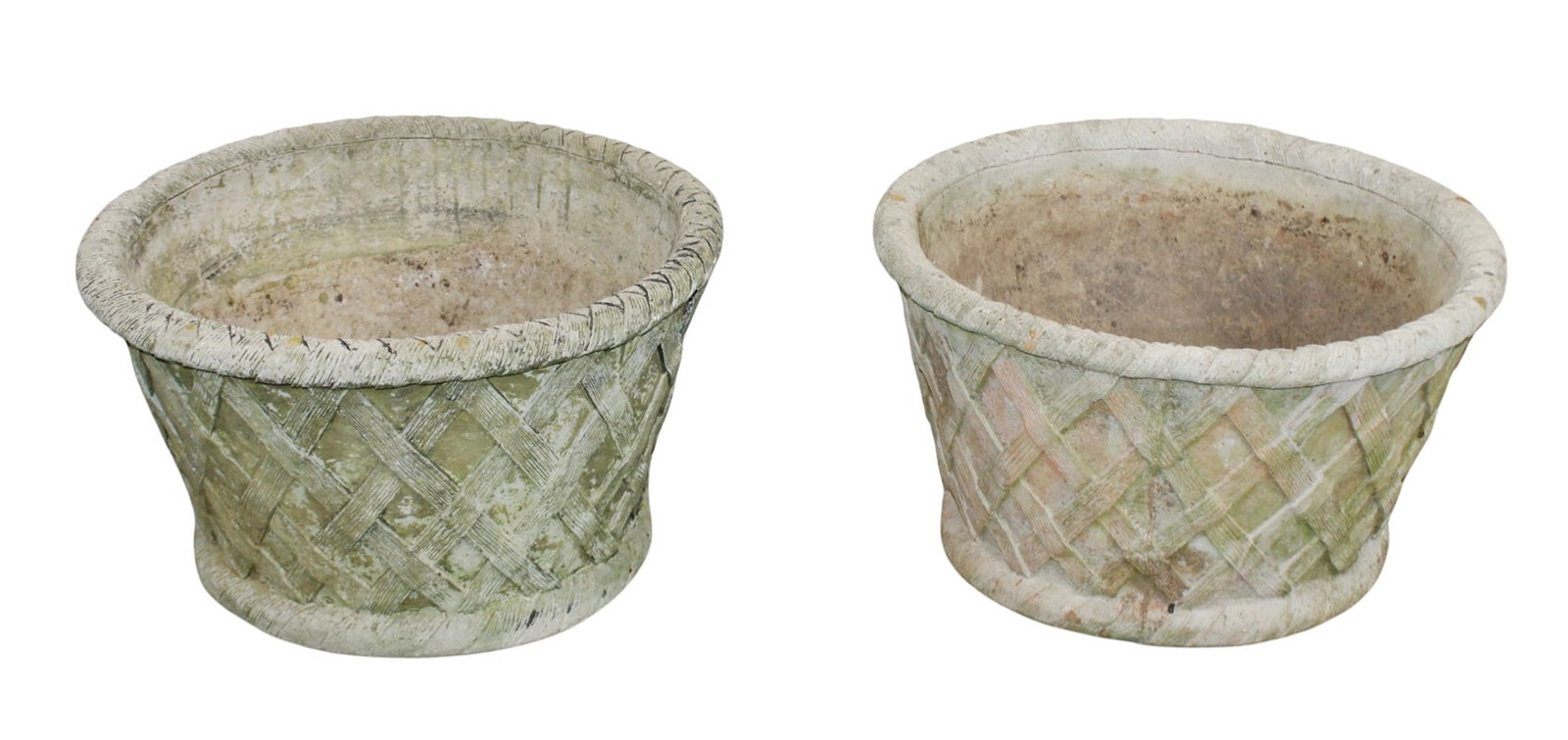 Pair of cast basket weave planters (1 of 7)