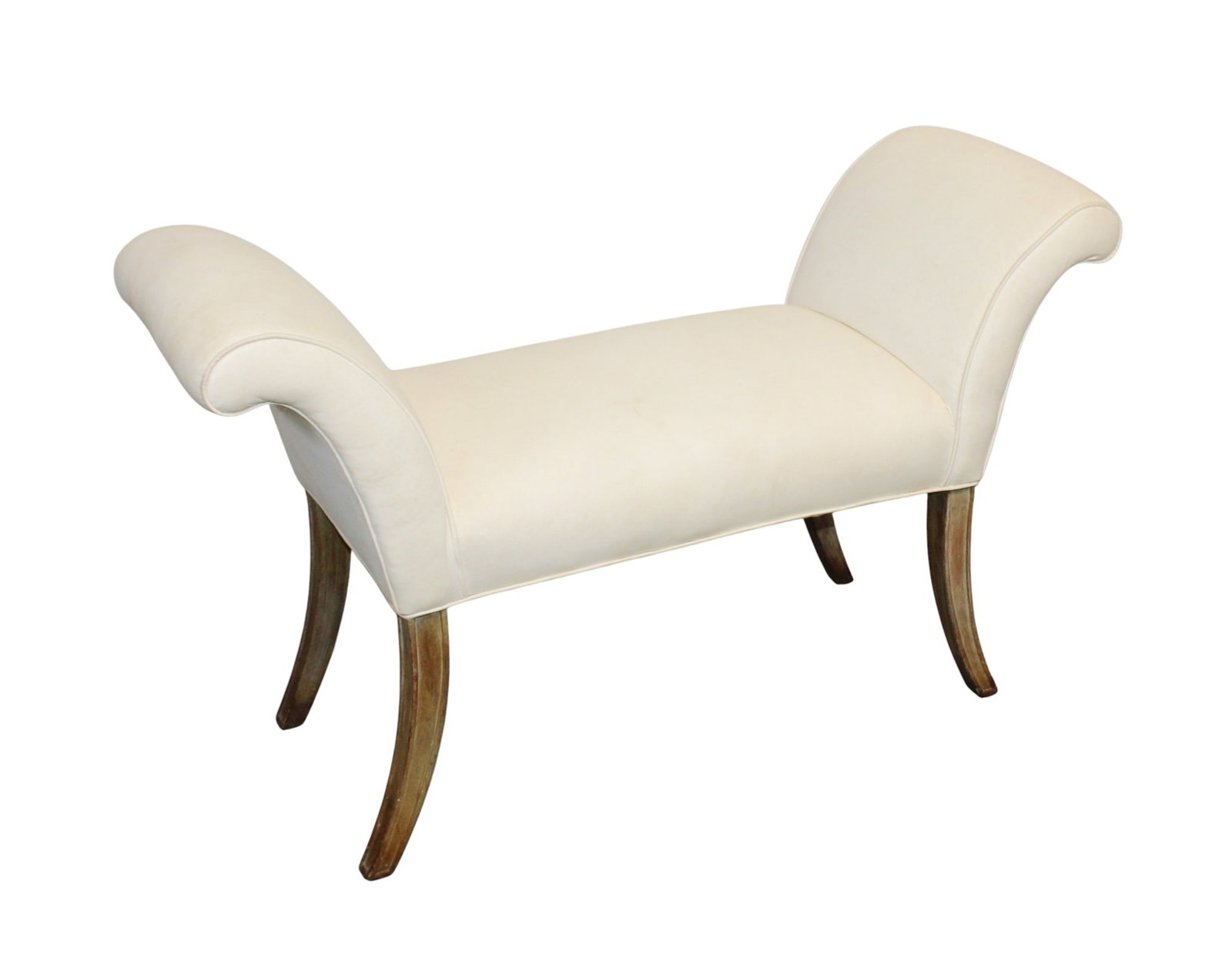 French neoclassical upholstered bench with rolled arms (1 of 7)