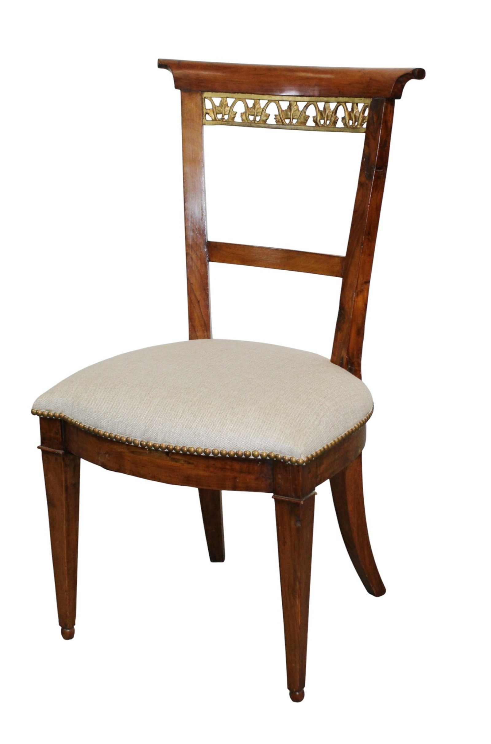 Italian neoclassical side chair with pierce carved gilt detail (1 of 9)