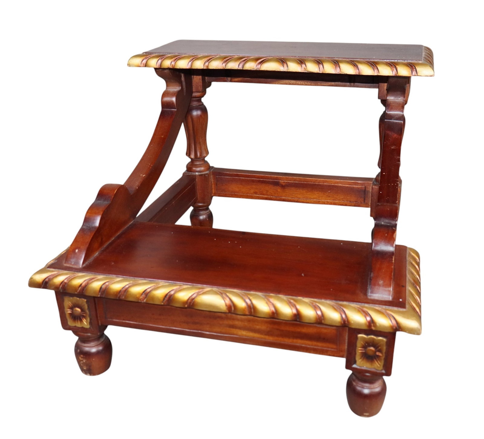 Carved mahogany bed steps (1 of 9)