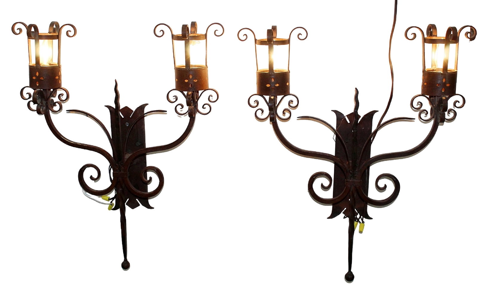 Pair of Gothic Revival 2-arm iron sconces (1 of 11)