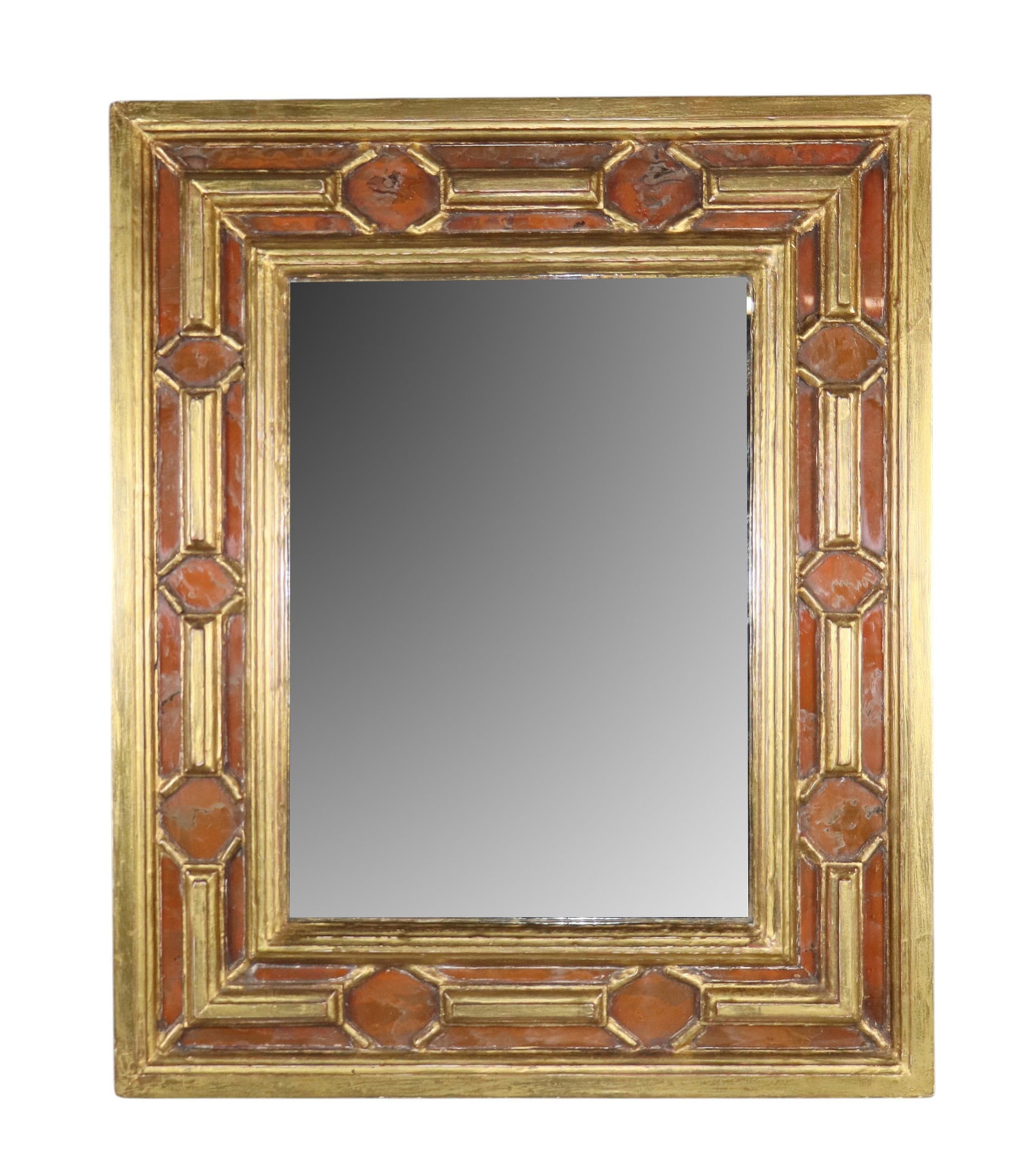 Spanish Colonial geometric gilt wood mirror (1 of 7)