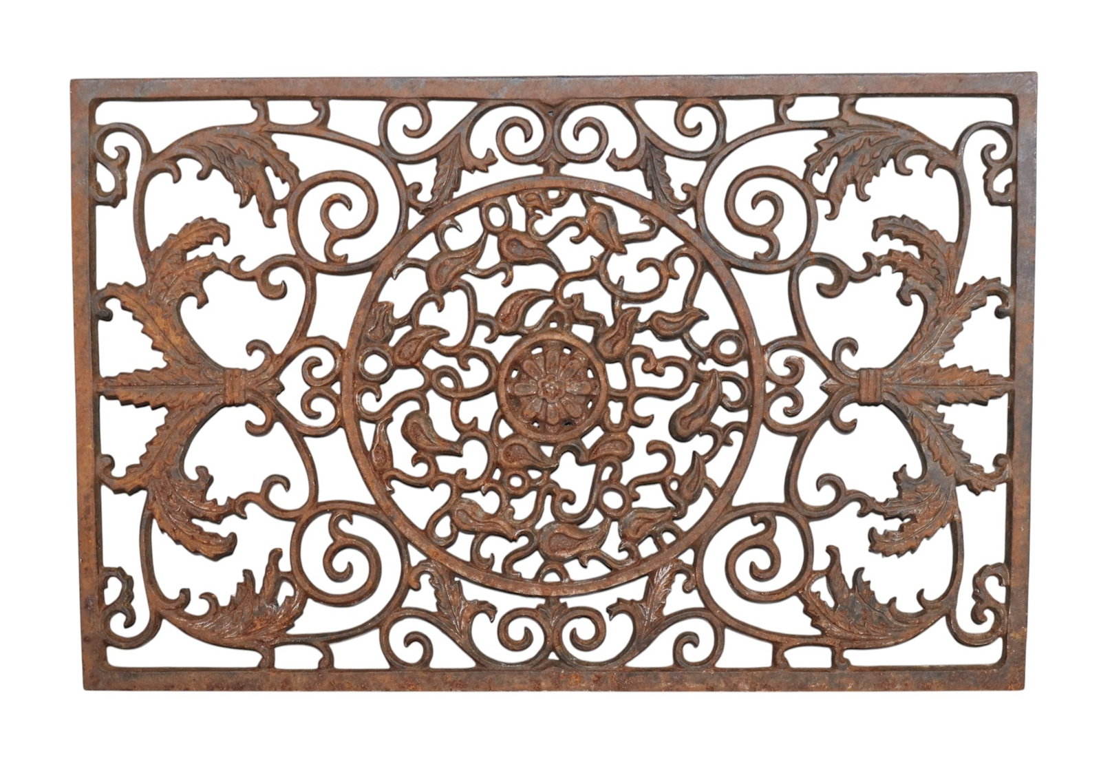 Cast iron panel with acanthus scrolls and center medallion (1 of 6)