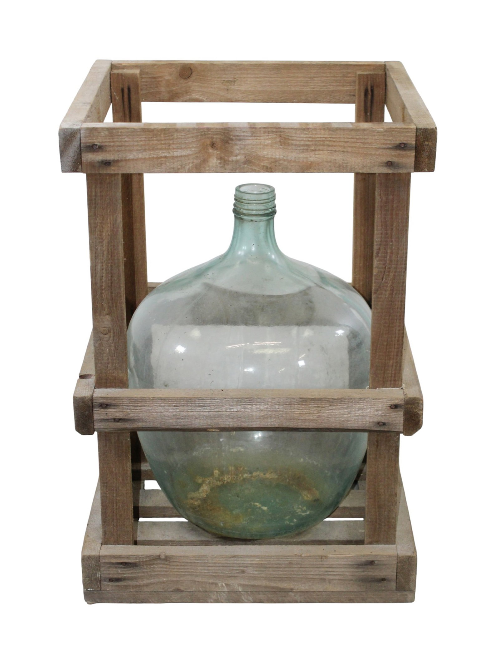 Glass demi john bottle in wooden crate (1 of 6)