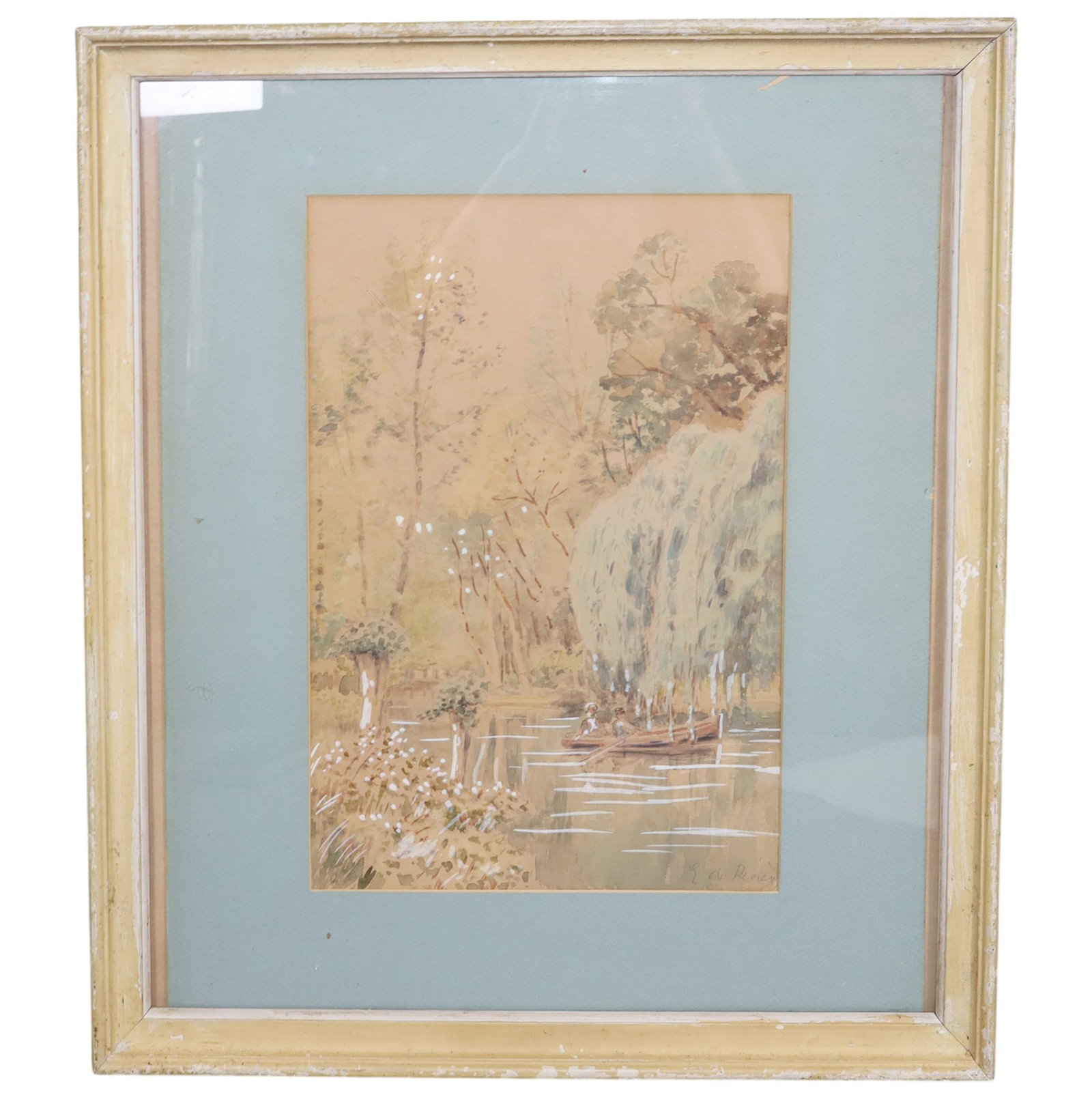 French watercolor painting on paper "Les bords de l'Yerre a Crosne" (1 of 6)