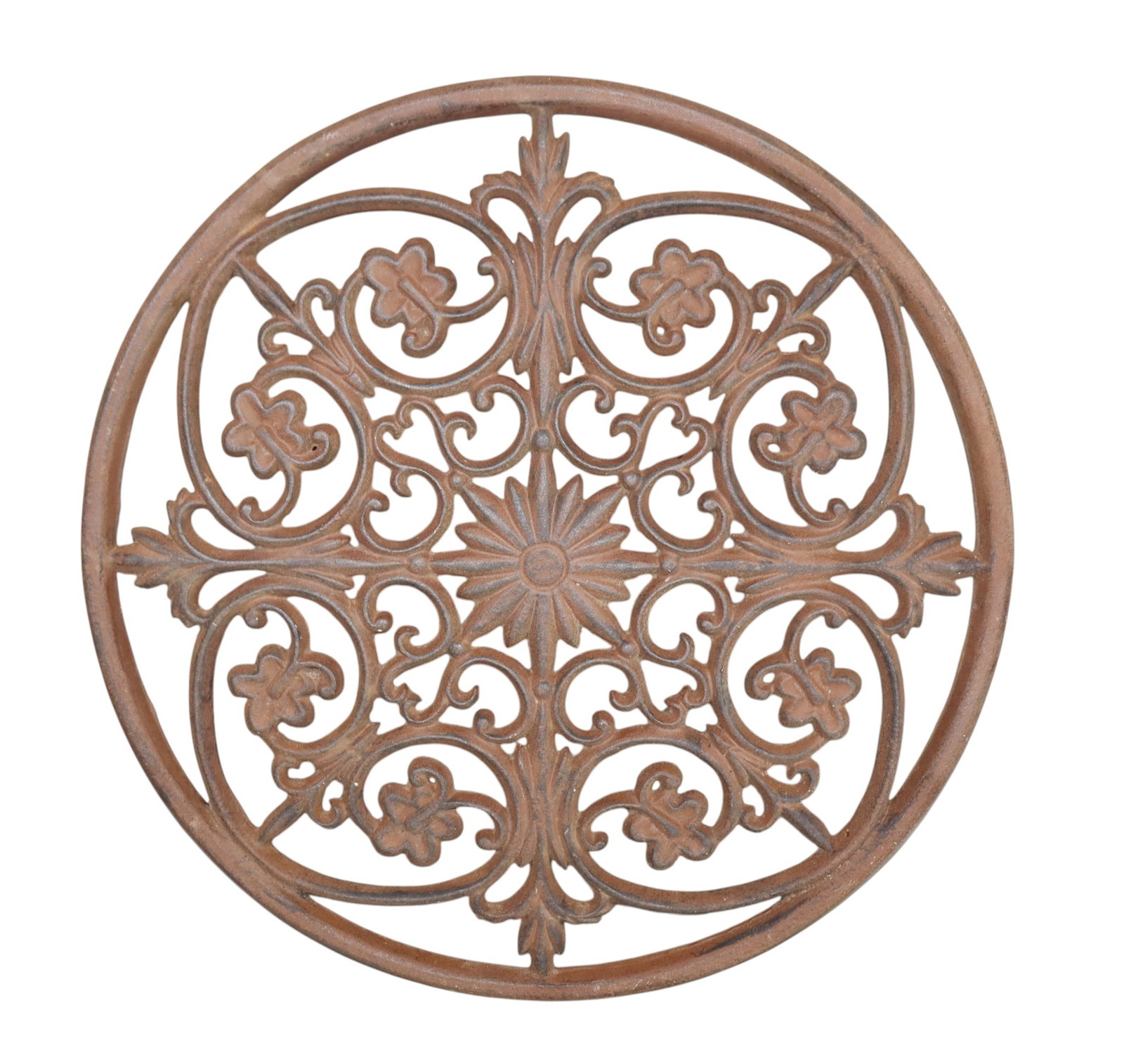 Round cast iron panel with acanthus leaves: Round cast iron panel with acanthus leaves. 17 1/2"dia Weight: 11lbs