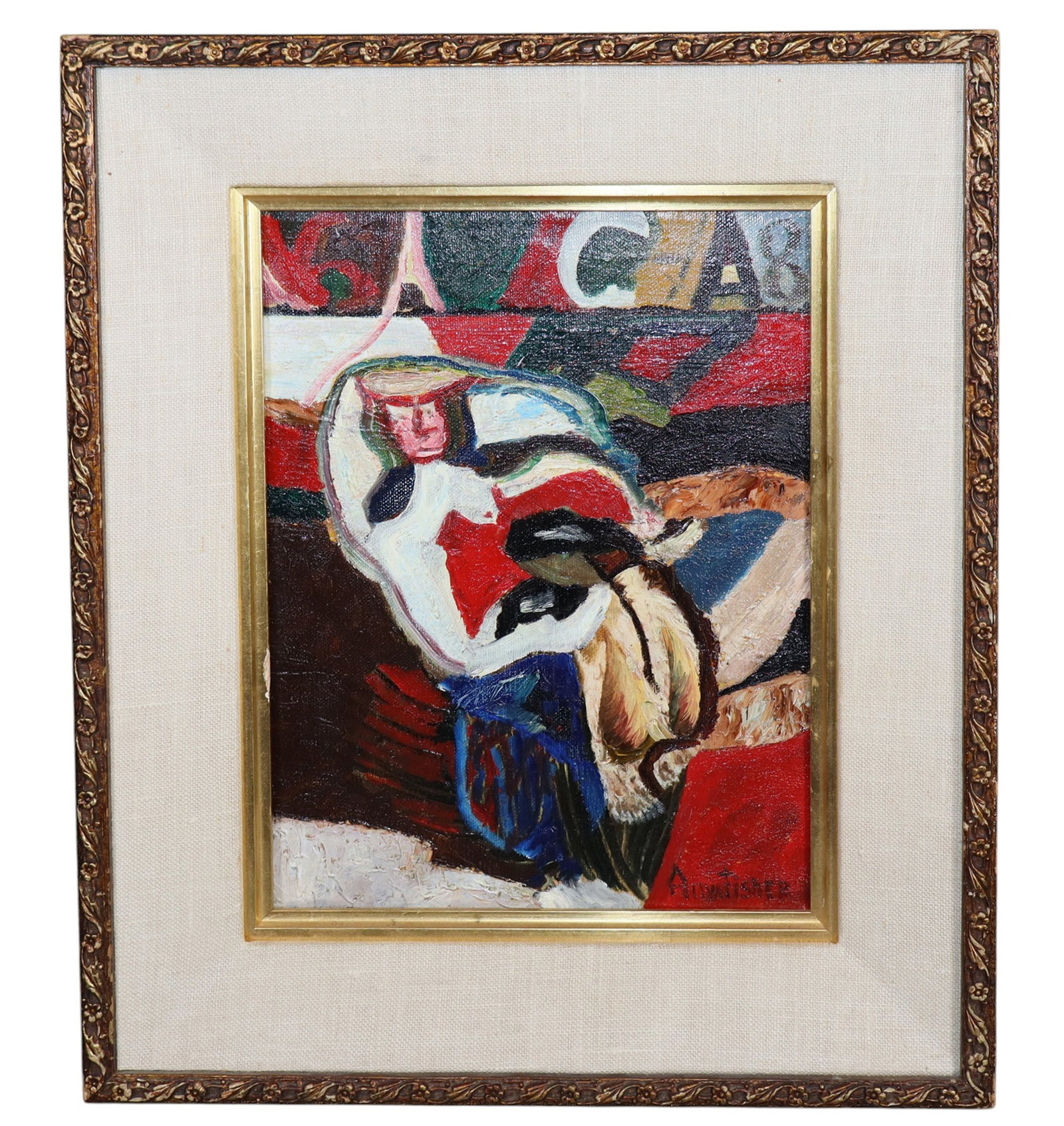 Californian Modernist Anya Fisher oil on canvas figural painting