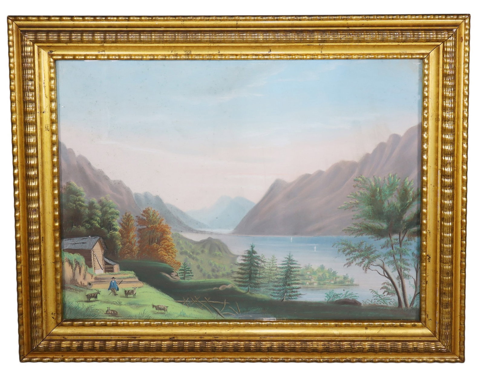 American pastel on paper landscape with mountains and lake (1 of 6)