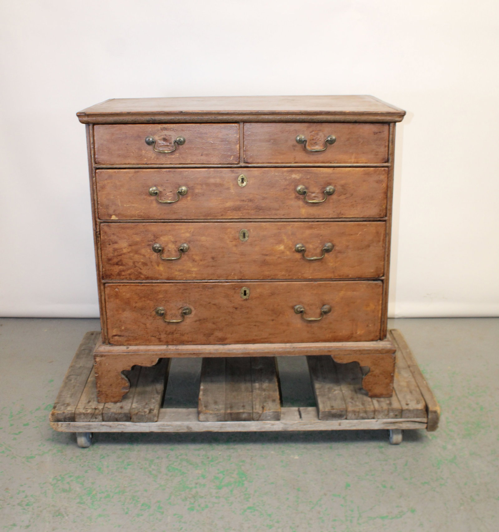English Georgian 2 over 3 drawer chest in walnut with painted finish (1 of 8)