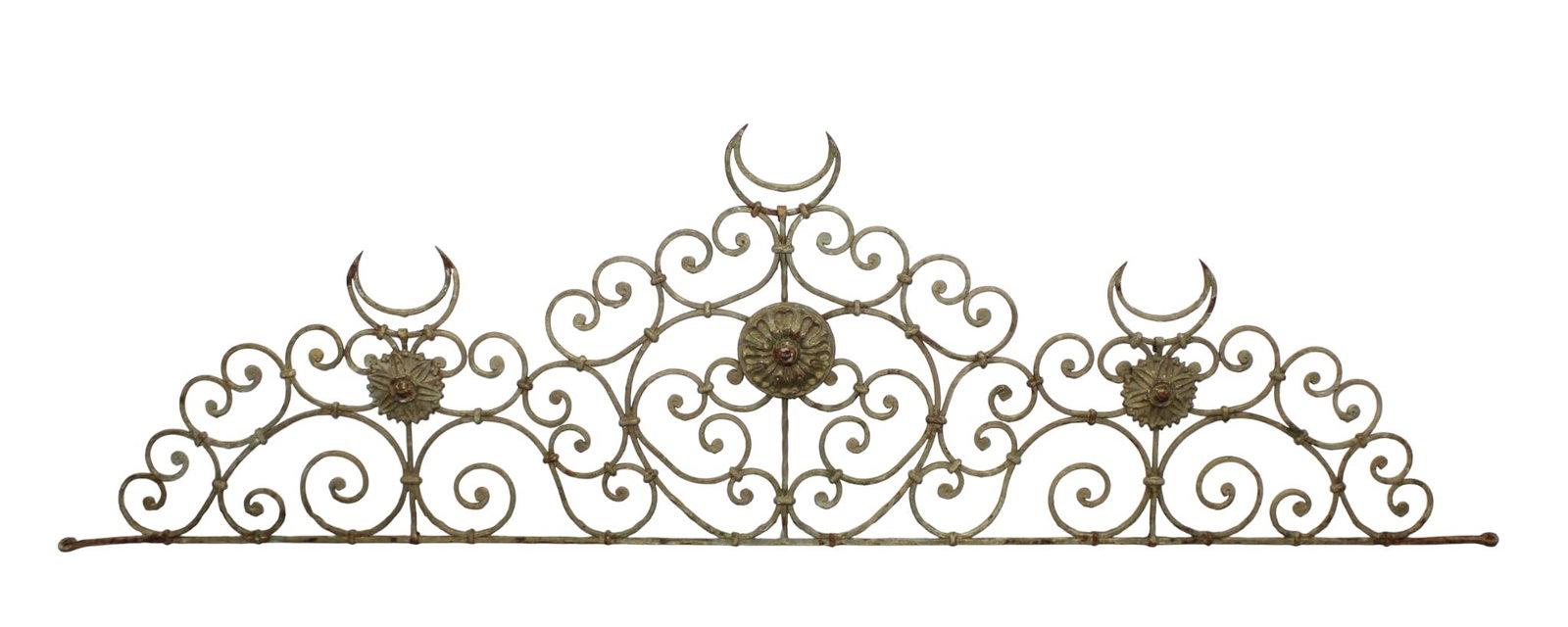 Wrought iron scrolled overdoor crest with crescent (1 of 6)