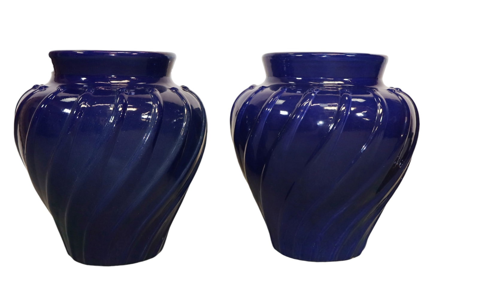 Pair of cobalt blue ceramic urns (1 of 5)