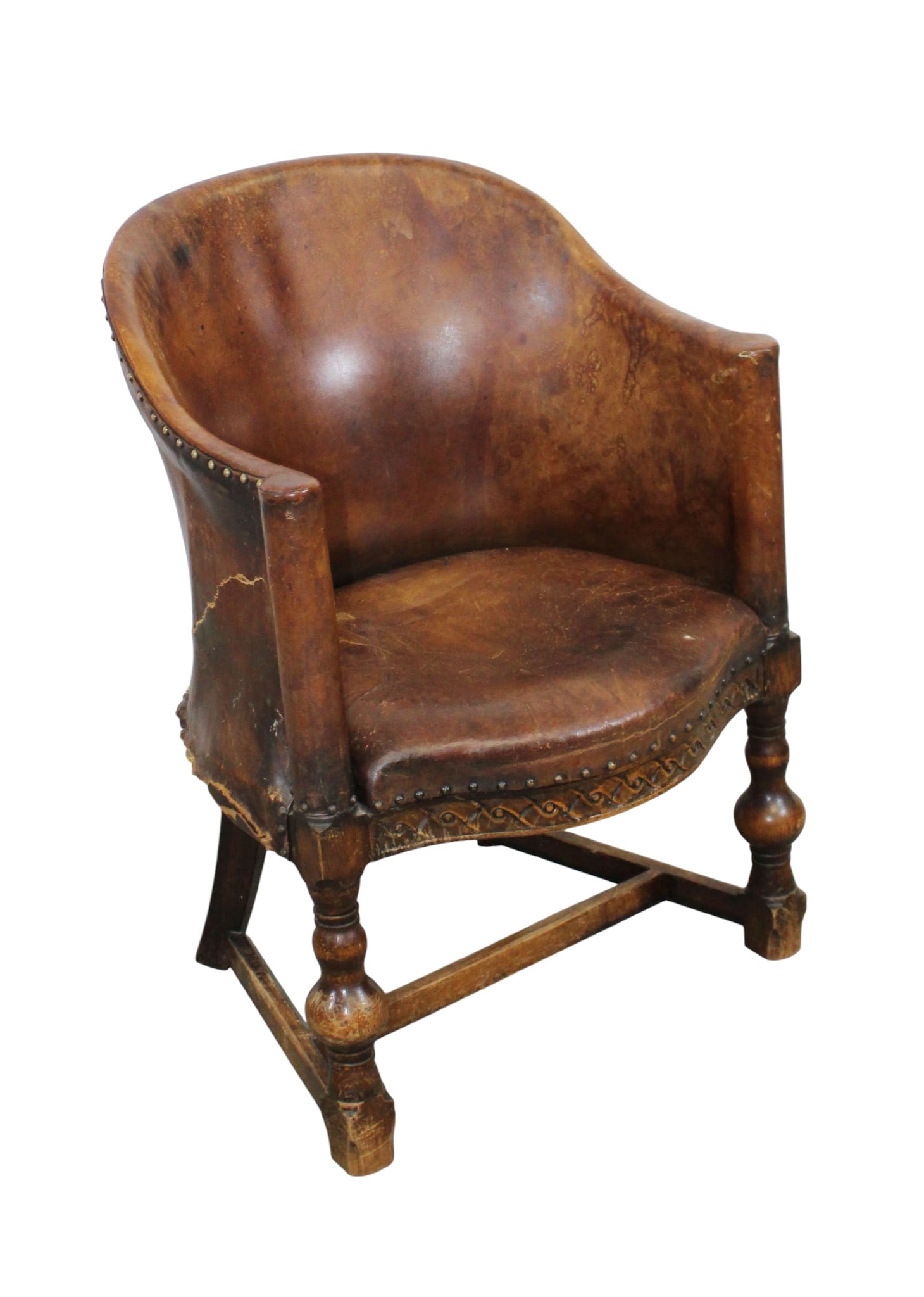 English Edwardian style leather captains chair (1 of 7)