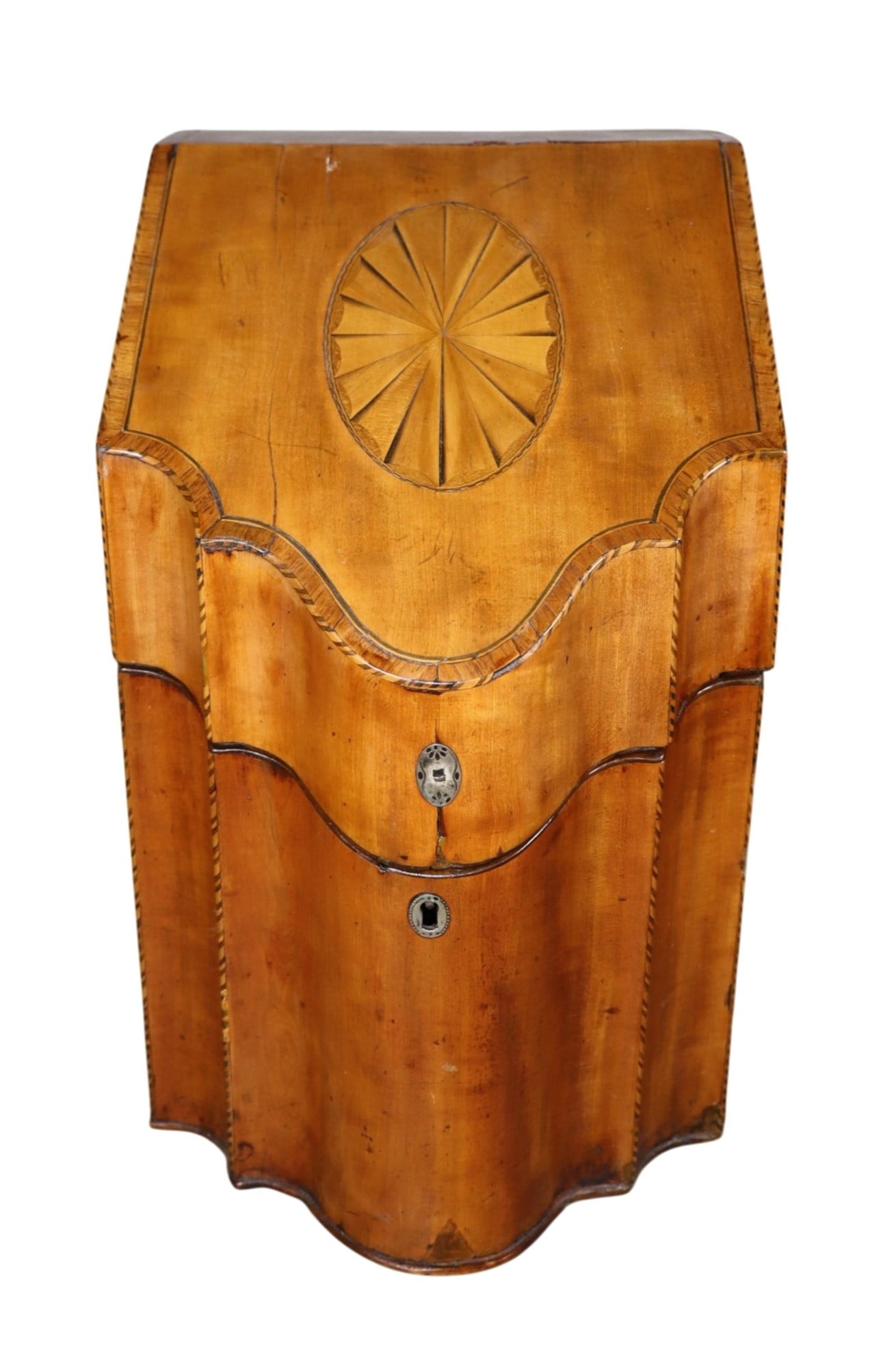 English Georgian inlaid satinwood knife box (1 of 9)