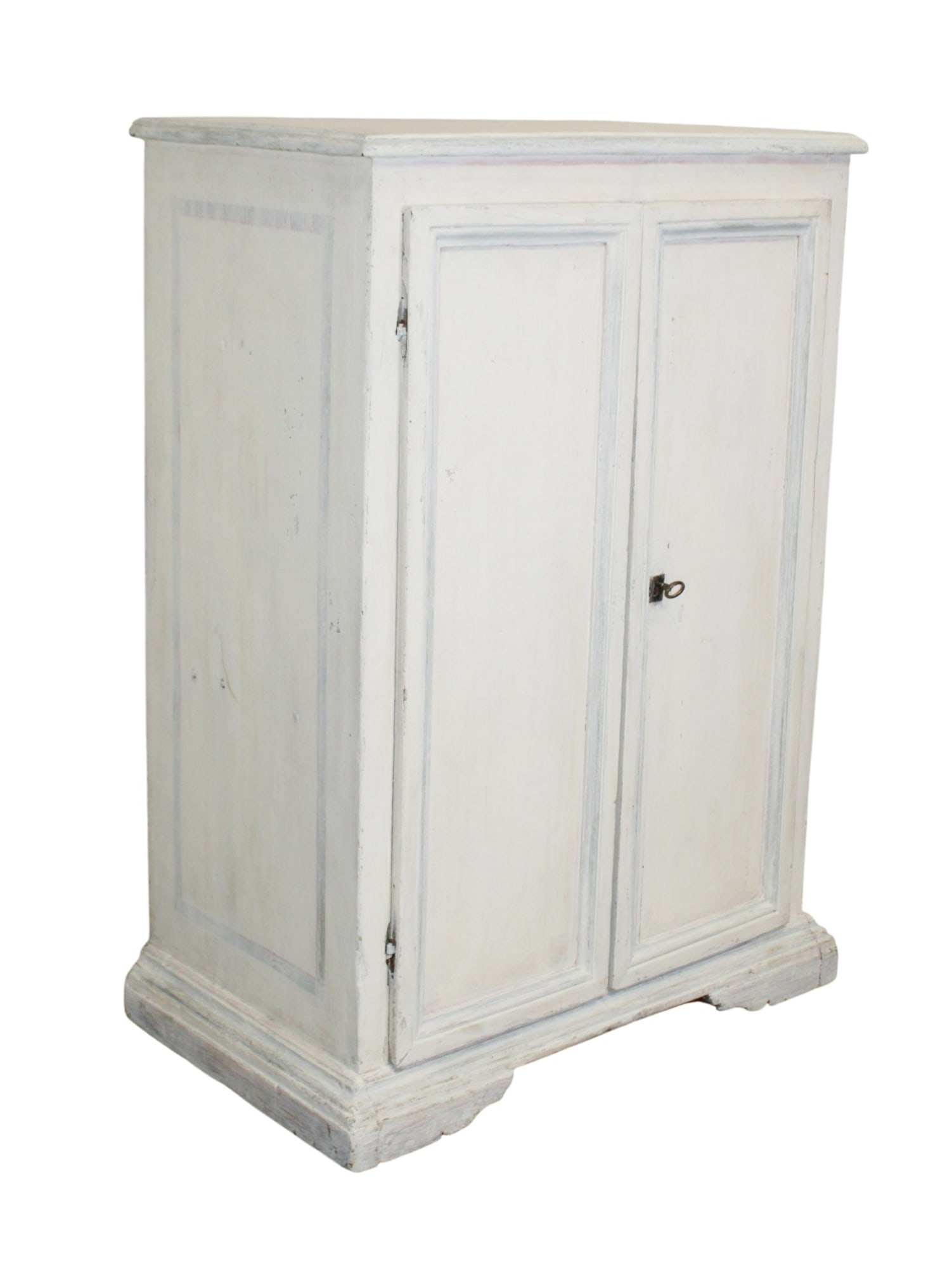 Italian petite 2 door painted cabinet: Italian petite 2 door painted cabinet. On bracket feet. 19th century. 41 1/2"h x 30 1/2"w x 18"d