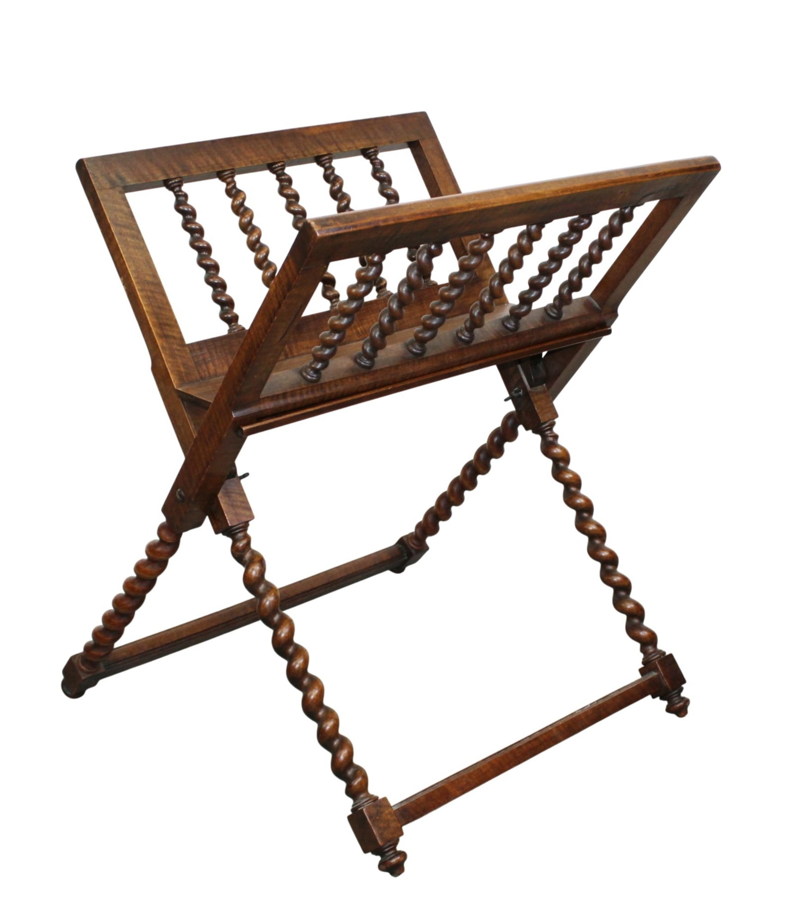 French folding portfolio stand in walnut on barley twist legs (1 of 9)