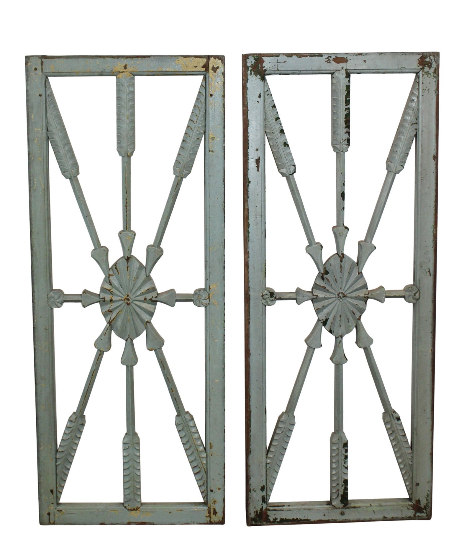 Pair of French carved pine panels with arrows (1 of 6)