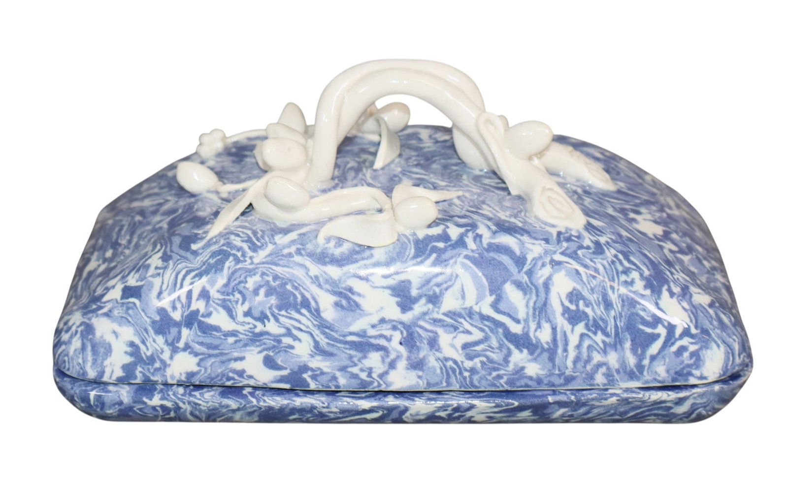 French Atelier Savalli blue and white Aptware faience butter dish with lid (1 of 9)