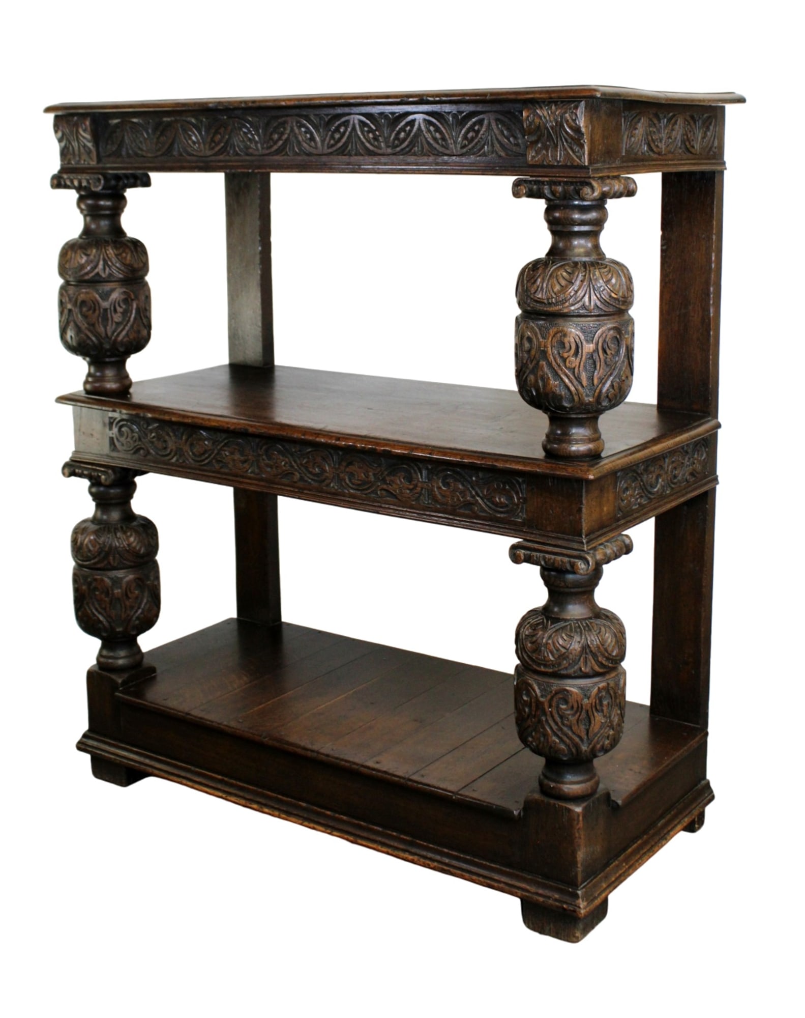 Welsh Jacobean carved oak tiered server (1 of 7)