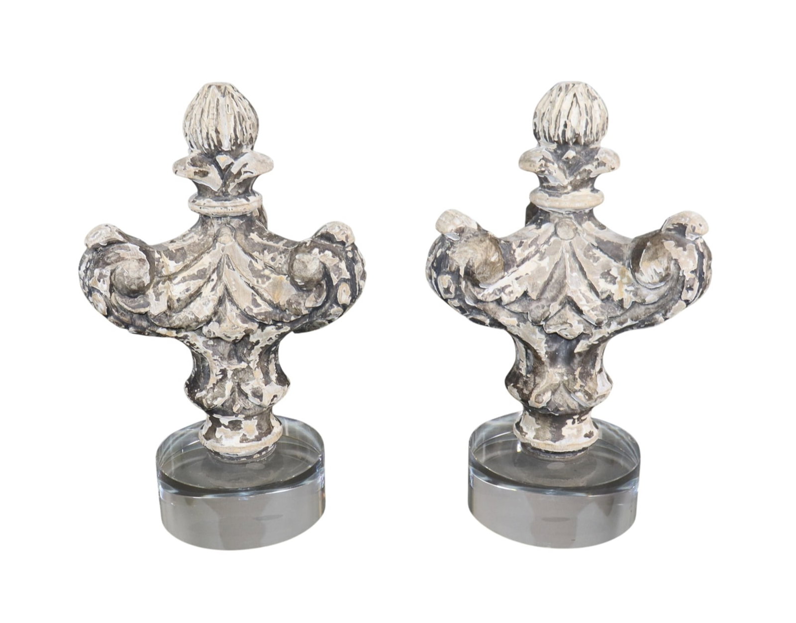 Pair of Aidan Gray carved wooden architectural fragments: Pair of Aidan Gray carved wooden architectural fragments. 13"h x 7 1/2"dia Weight: 10lbs total