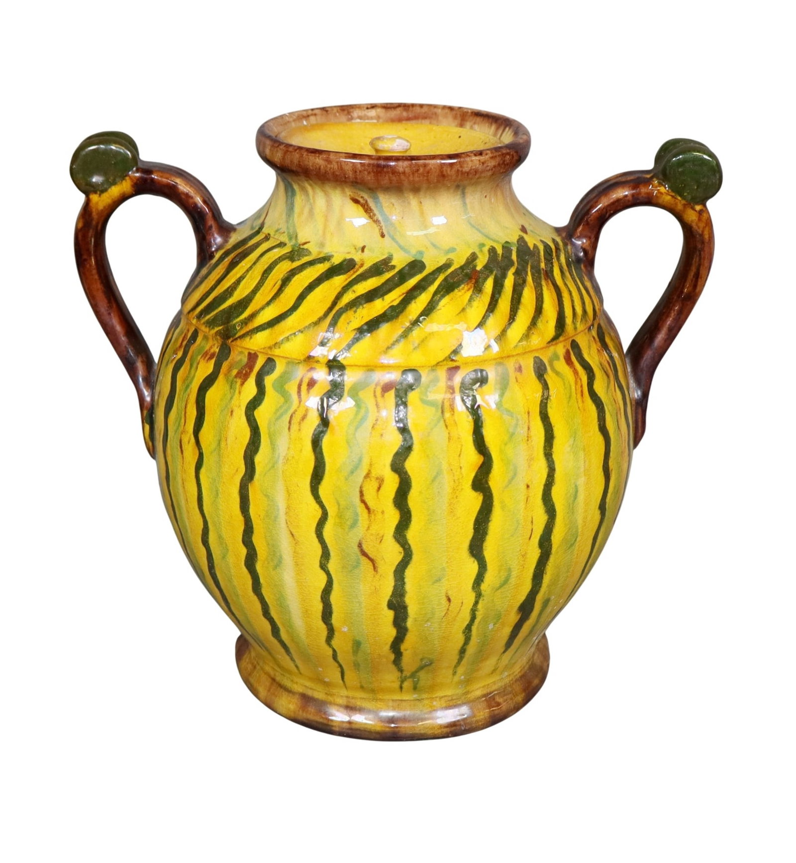 Danish glazed double handled jug with lid (1 of 8)