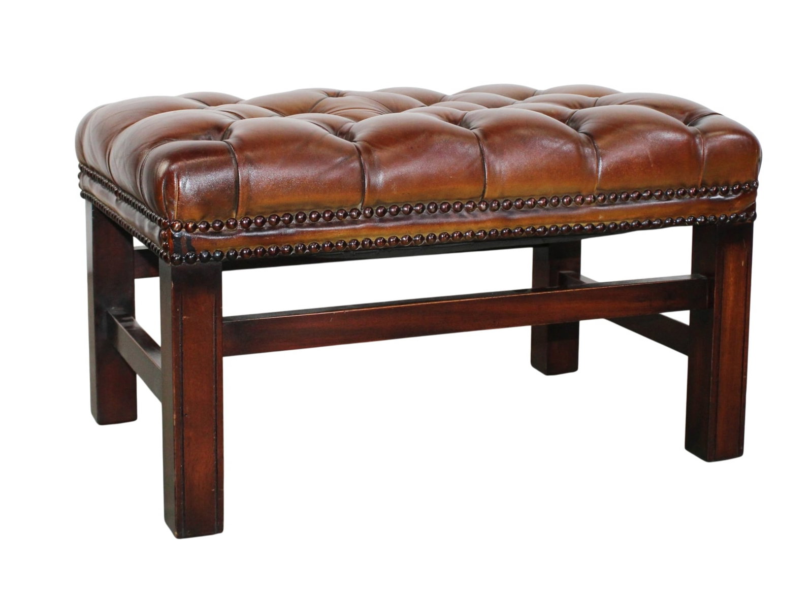 English tufted leather chesterfield foot stool (1 of 7)