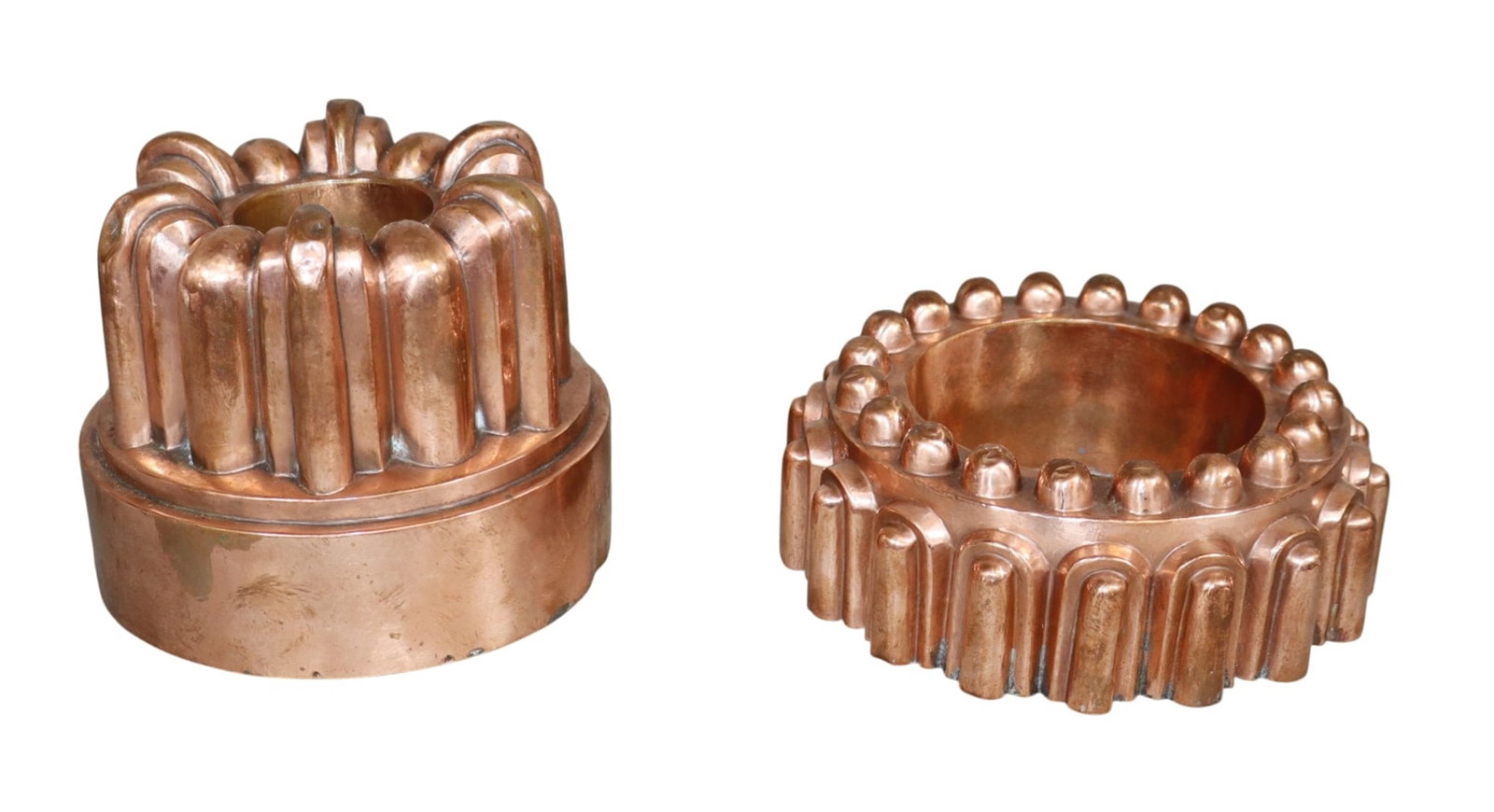 Lot of 2 French copper cake or jelly molds (1 of 9)
