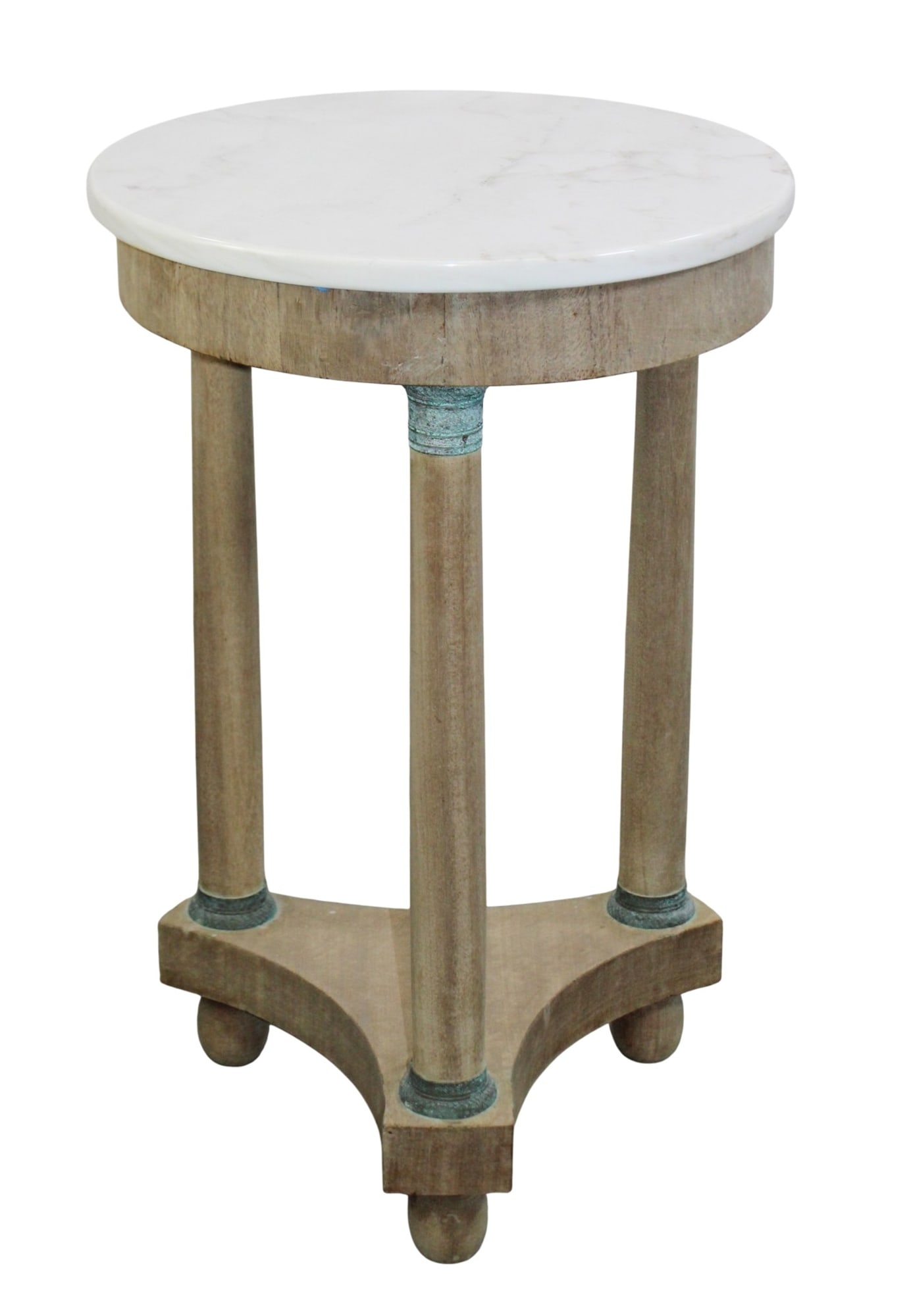 French Empire style marble top side table in bleached walnut (1 of 6)
