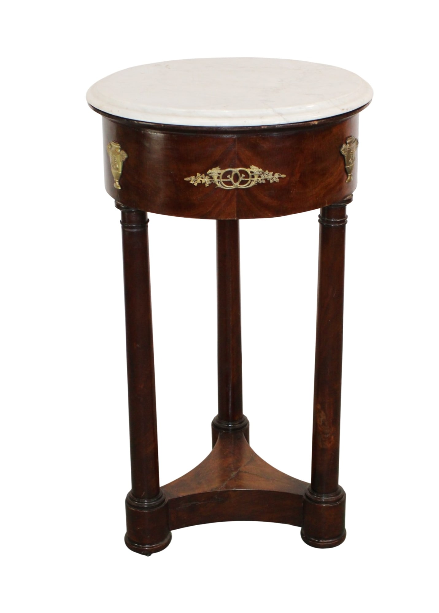 French Empire style marble top gueridon side table with brass mounts (1 of 9)