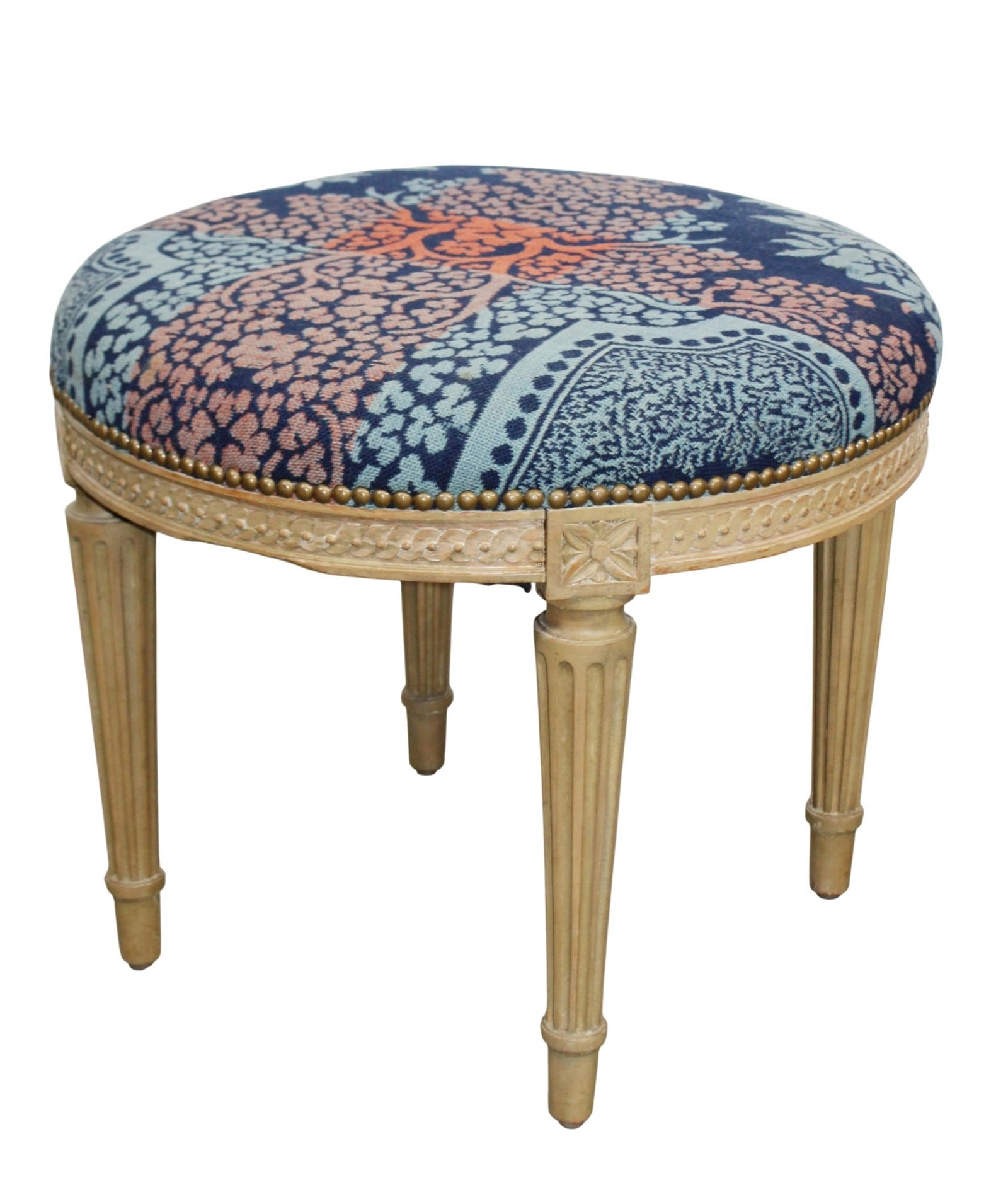 French Louis XVI style upholstered stool (1 of 7)