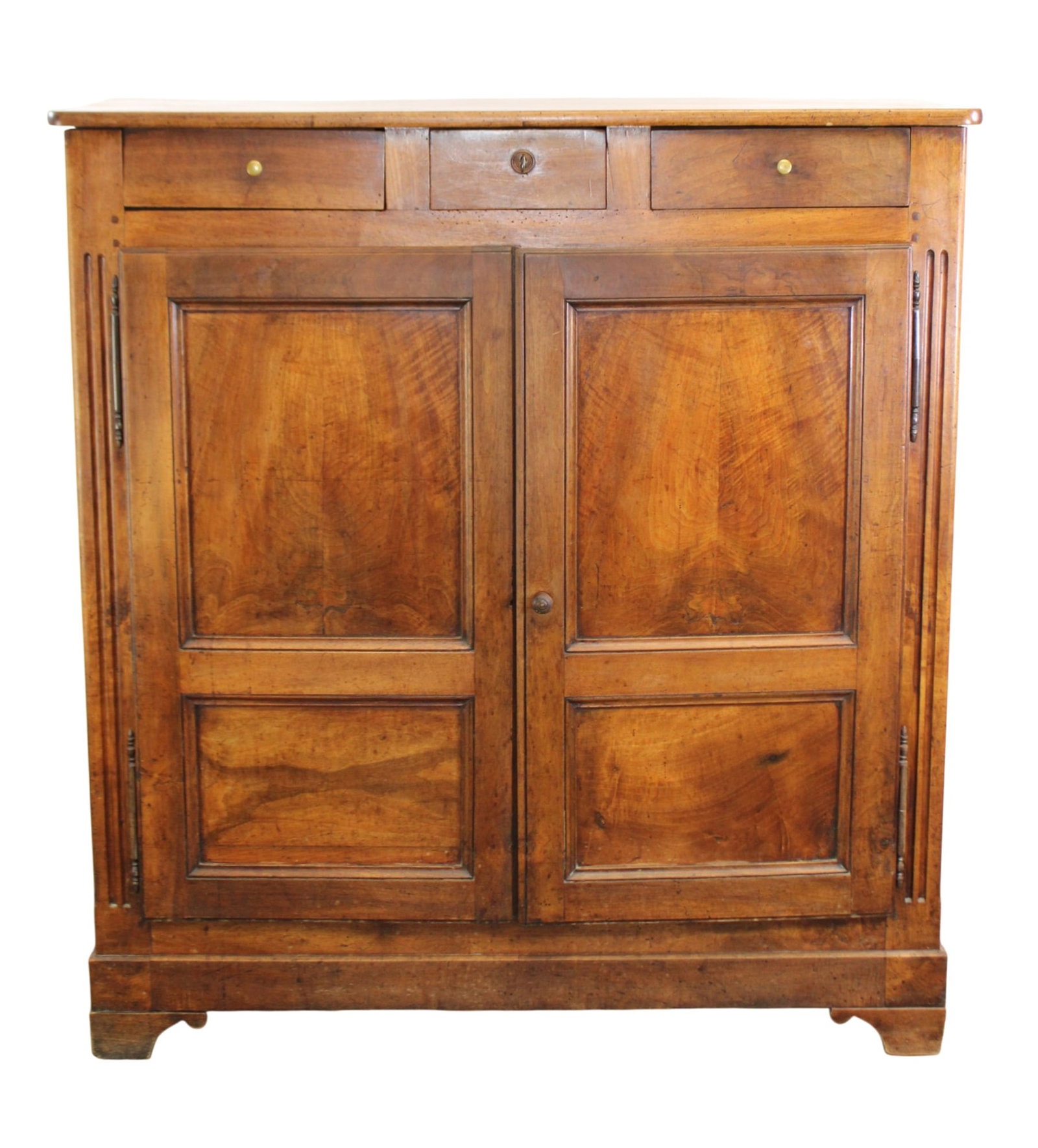 French farmhouse 2 door cabinet in walnut with 3 drawers (1 of 8)