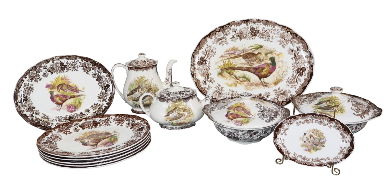 Lot of 14 pieces English "The Royal Worcester Group" Palissy Game Series tableware set (1 of 18)
