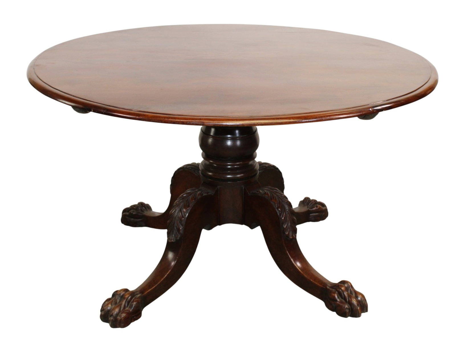English Georgian tilt top pedestal table in mahogany on hairy paw foot (1 of 8)