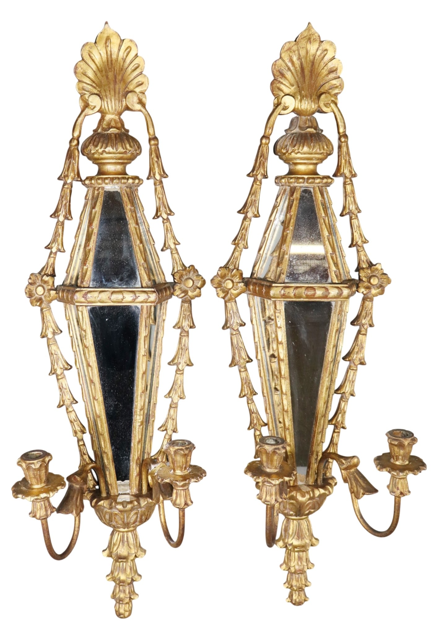 Pair of Italian giltwood and mirrored candle sconces (1 of 8)