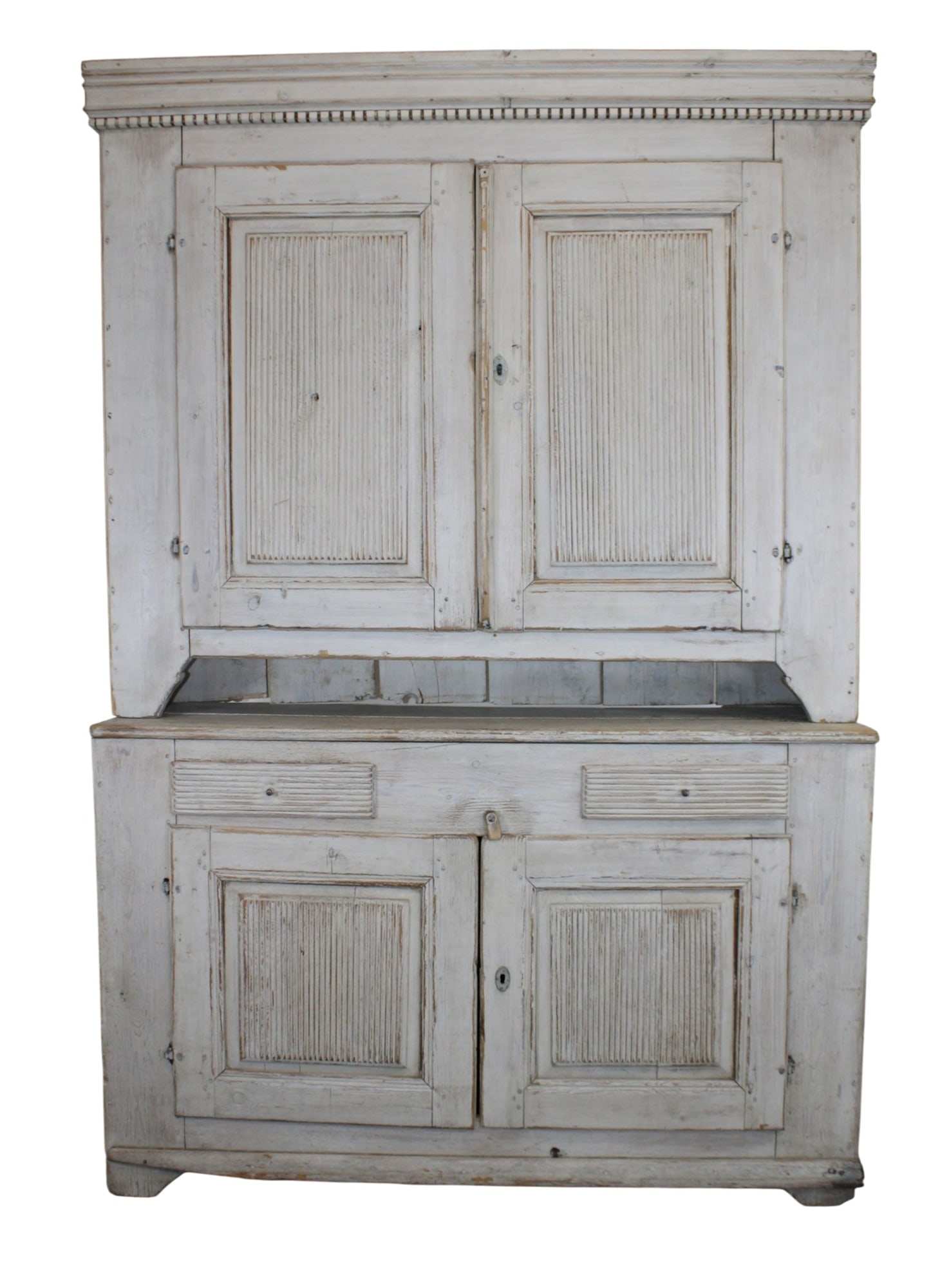 Swedish Gustavian buffet deux corps with reeded doors (1 of 8)